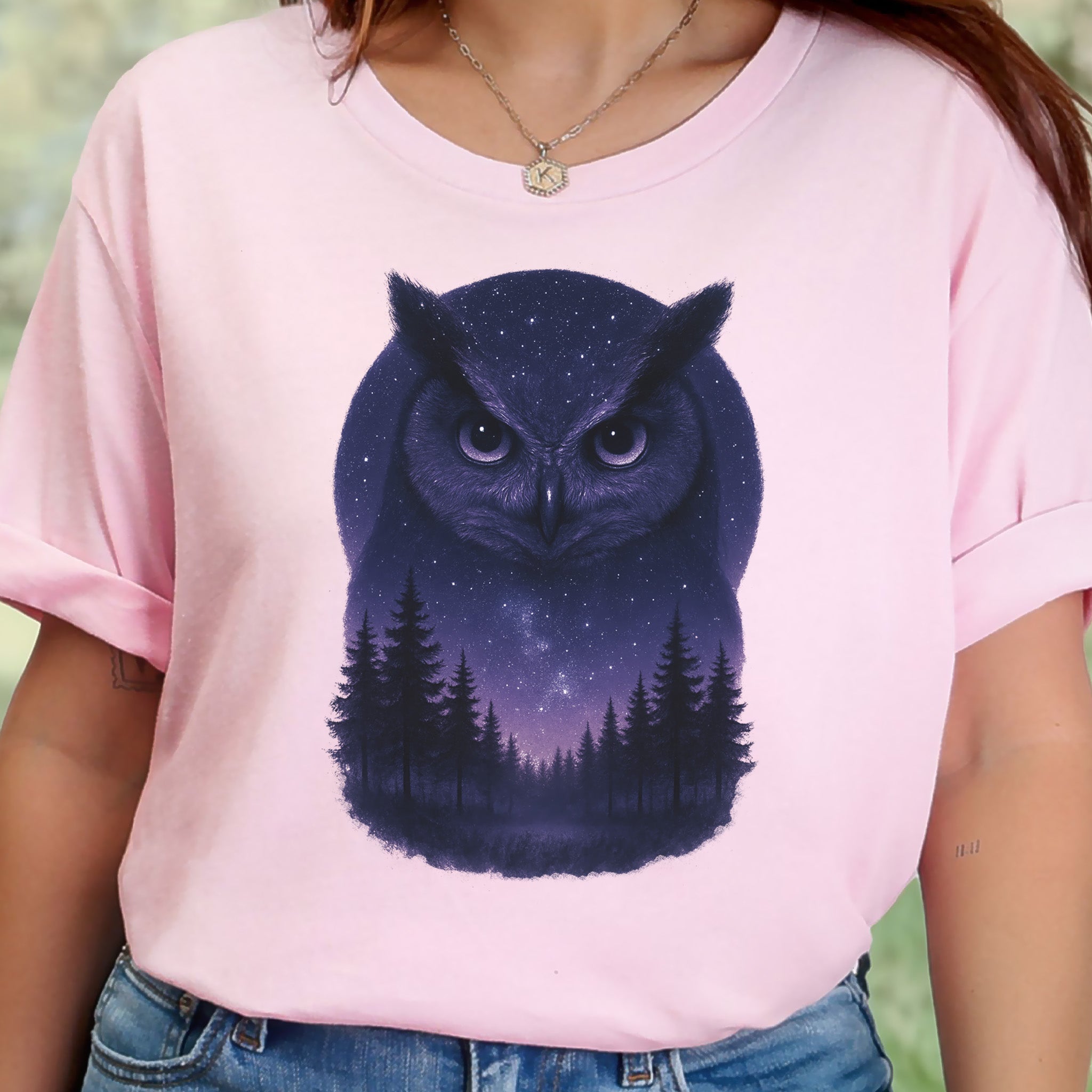 Mystic Night Owl T-Shirt – Celestial Forest Spirit Animal Tee