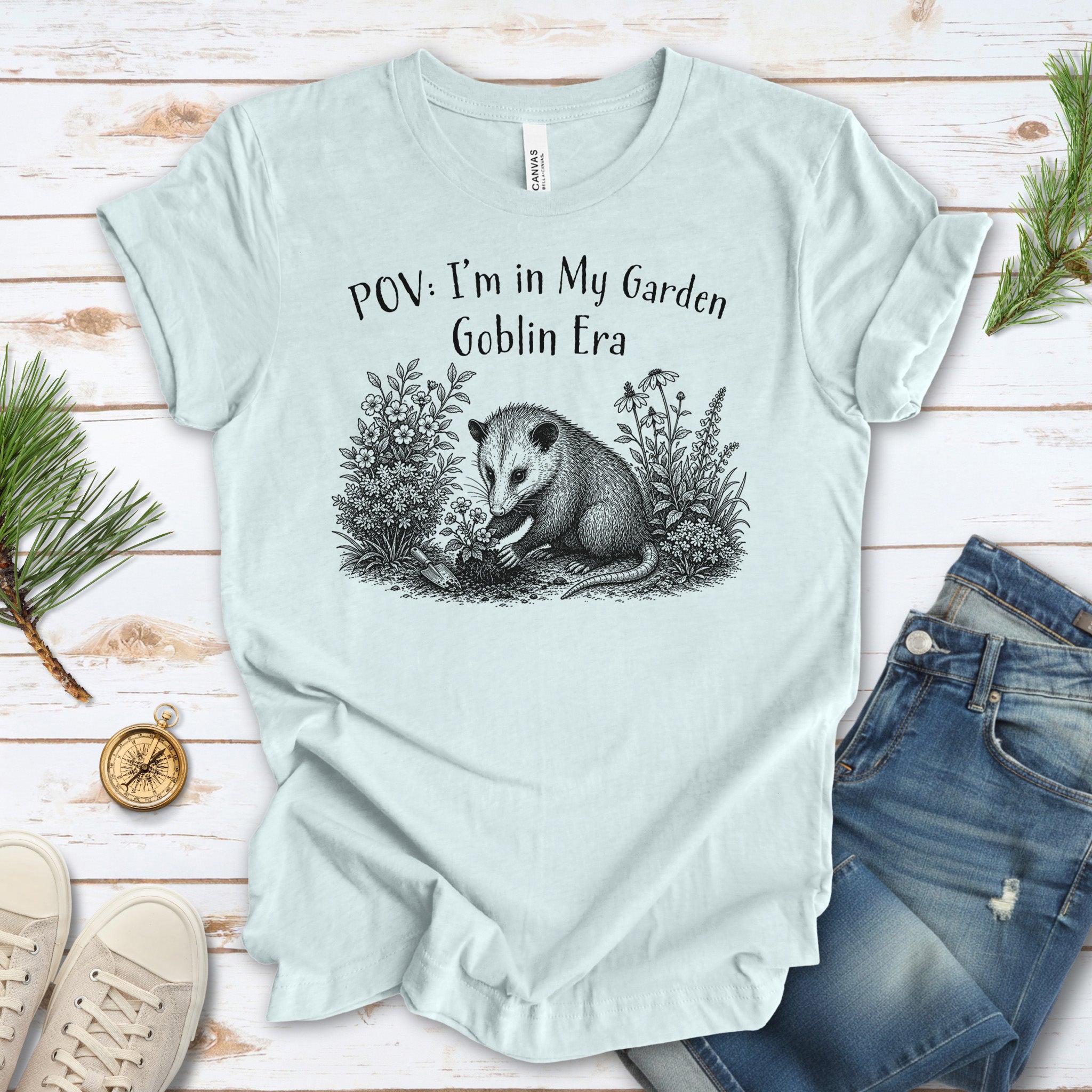 POV Garden Goblin Era Funny Opossum Gardening Plant Lover Gift T-Shirt
