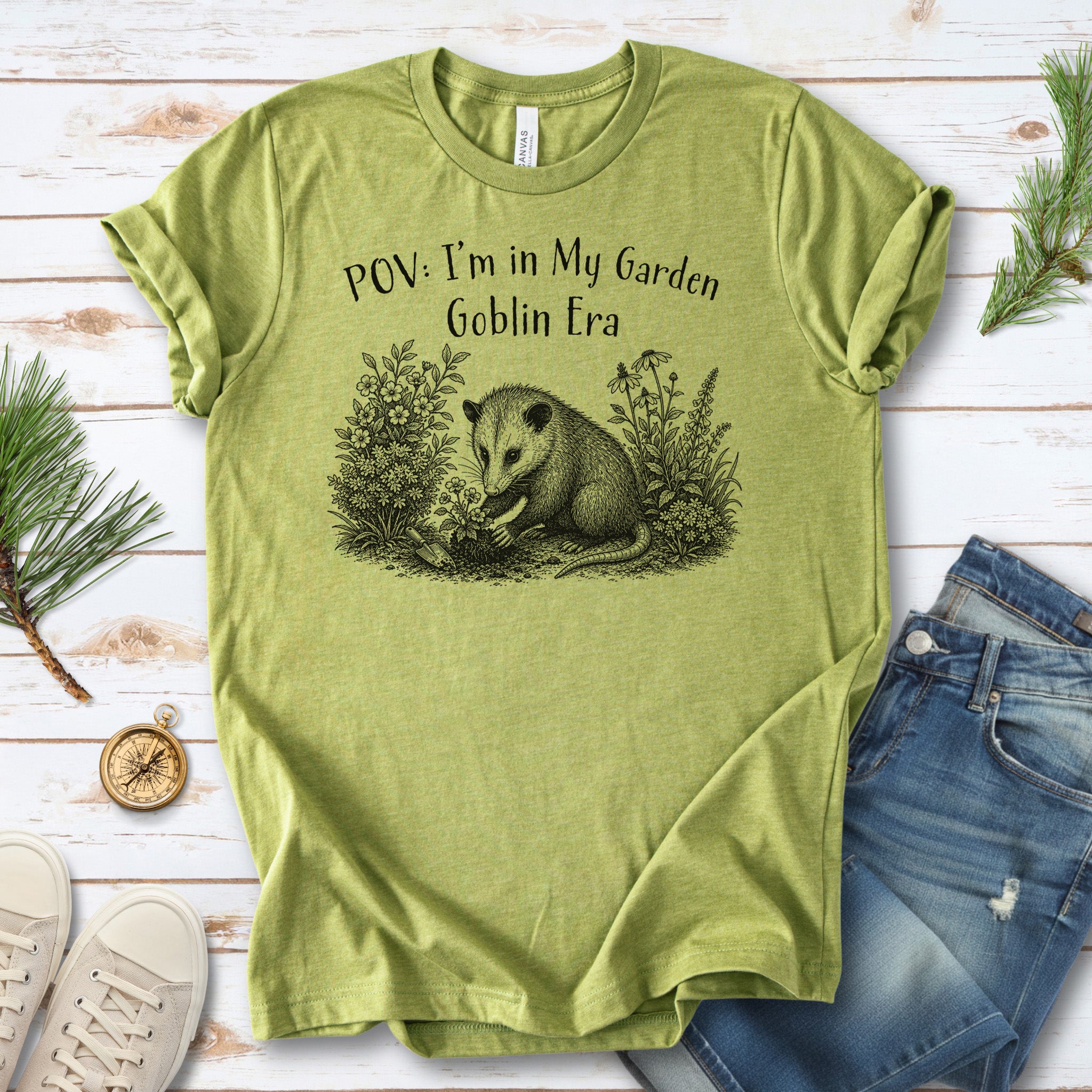 POV Garden Goblin Era Funny Opossum Gardening Plant Lover Gift T-Shirt