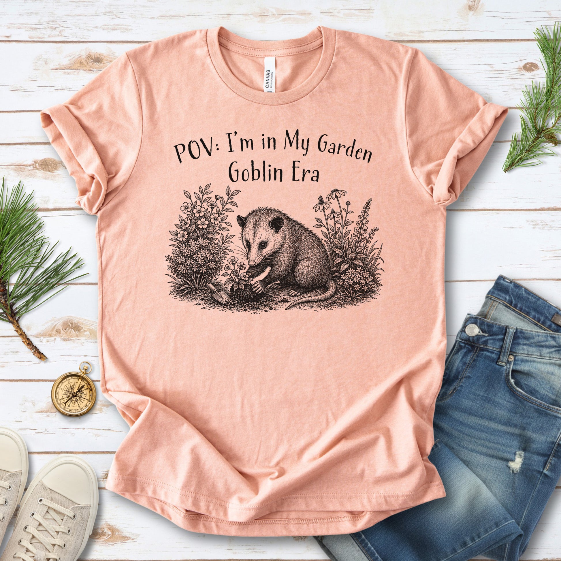 POV Garden Goblin Era Funny Opossum Gardening Plant Lover Gift T-Shirt