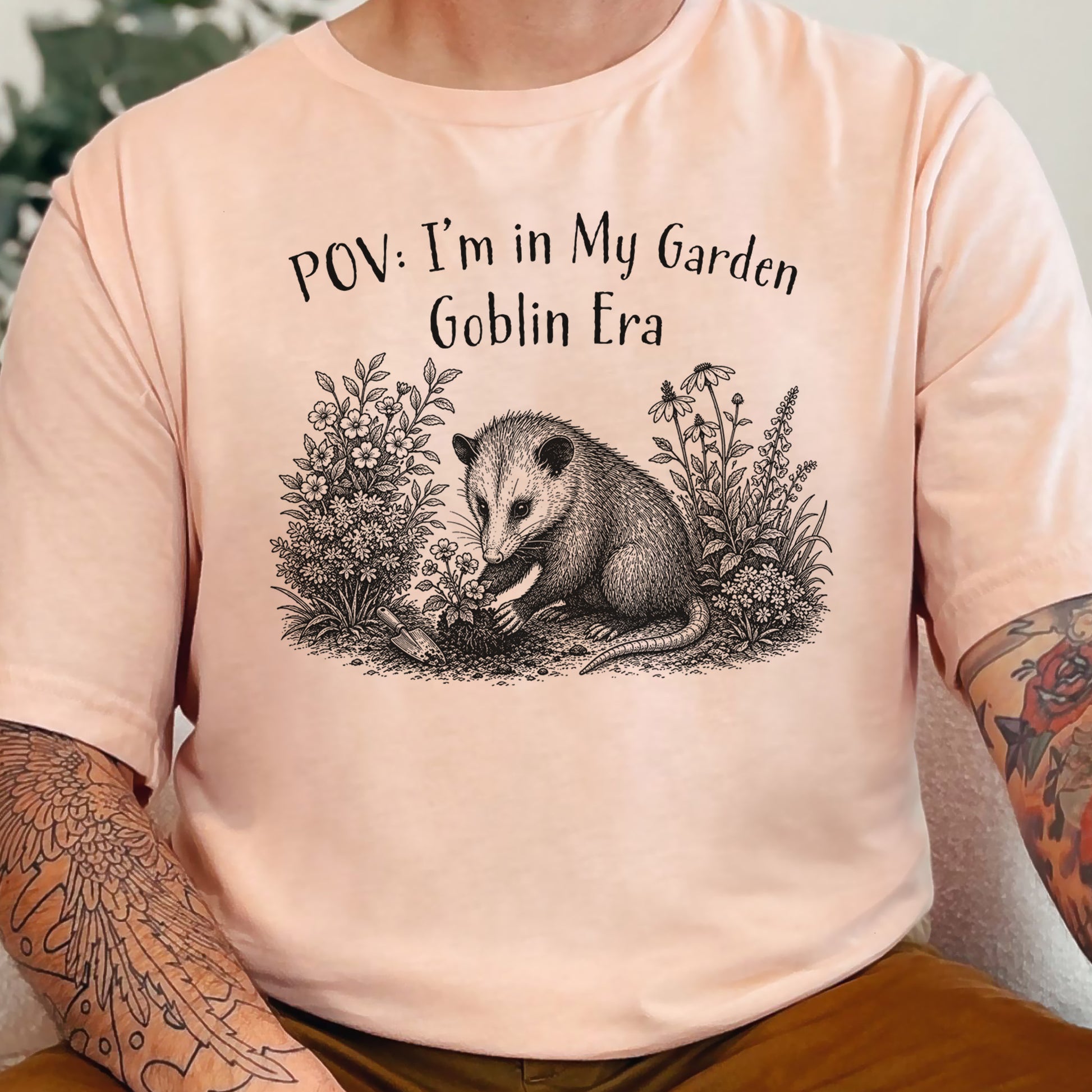 POV Garden Goblin Era Funny Opossum Gardening Plant Lover Gift T-Shirt