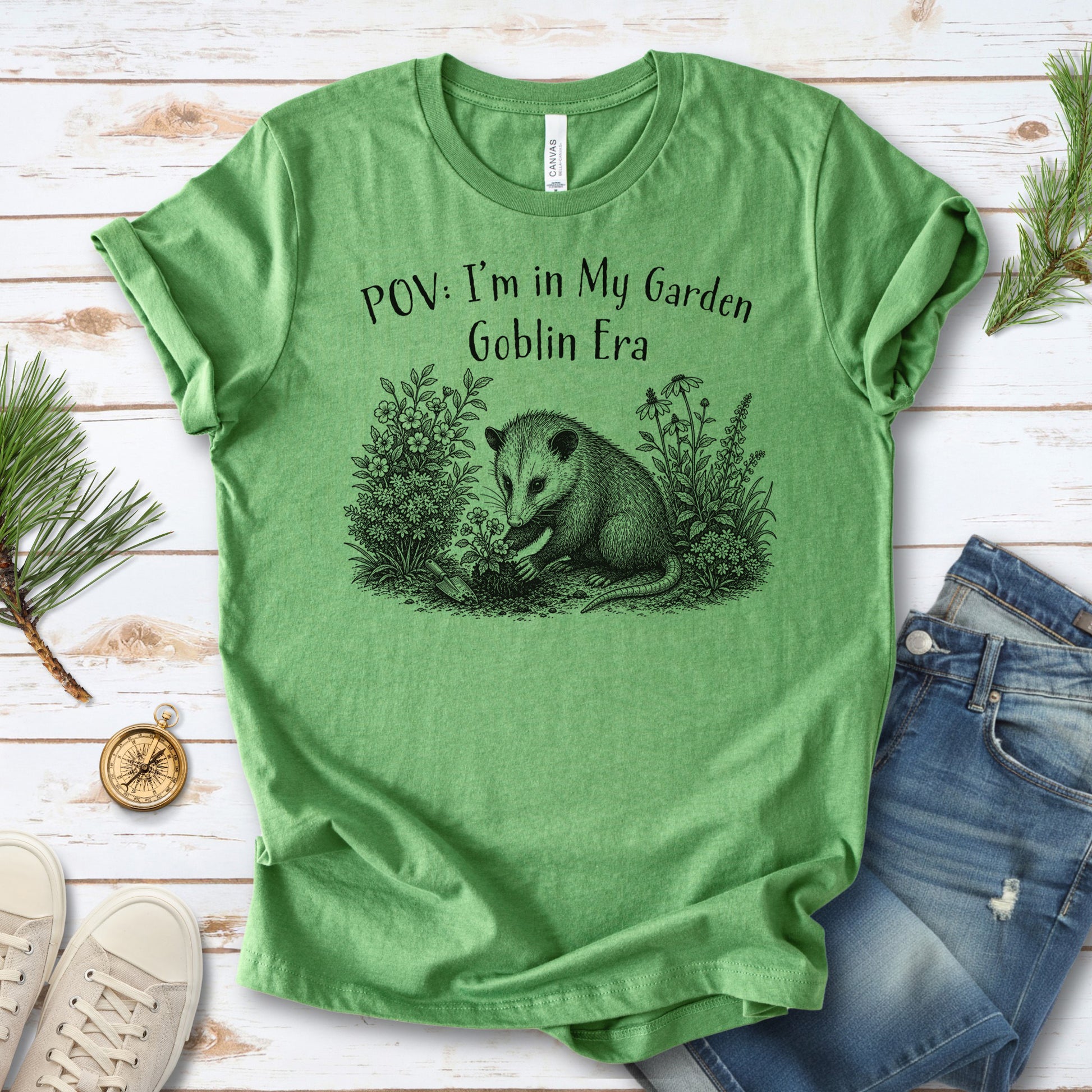 POV Garden Goblin Era Funny Opossum Gardening Plant Lover Gift T-Shirt