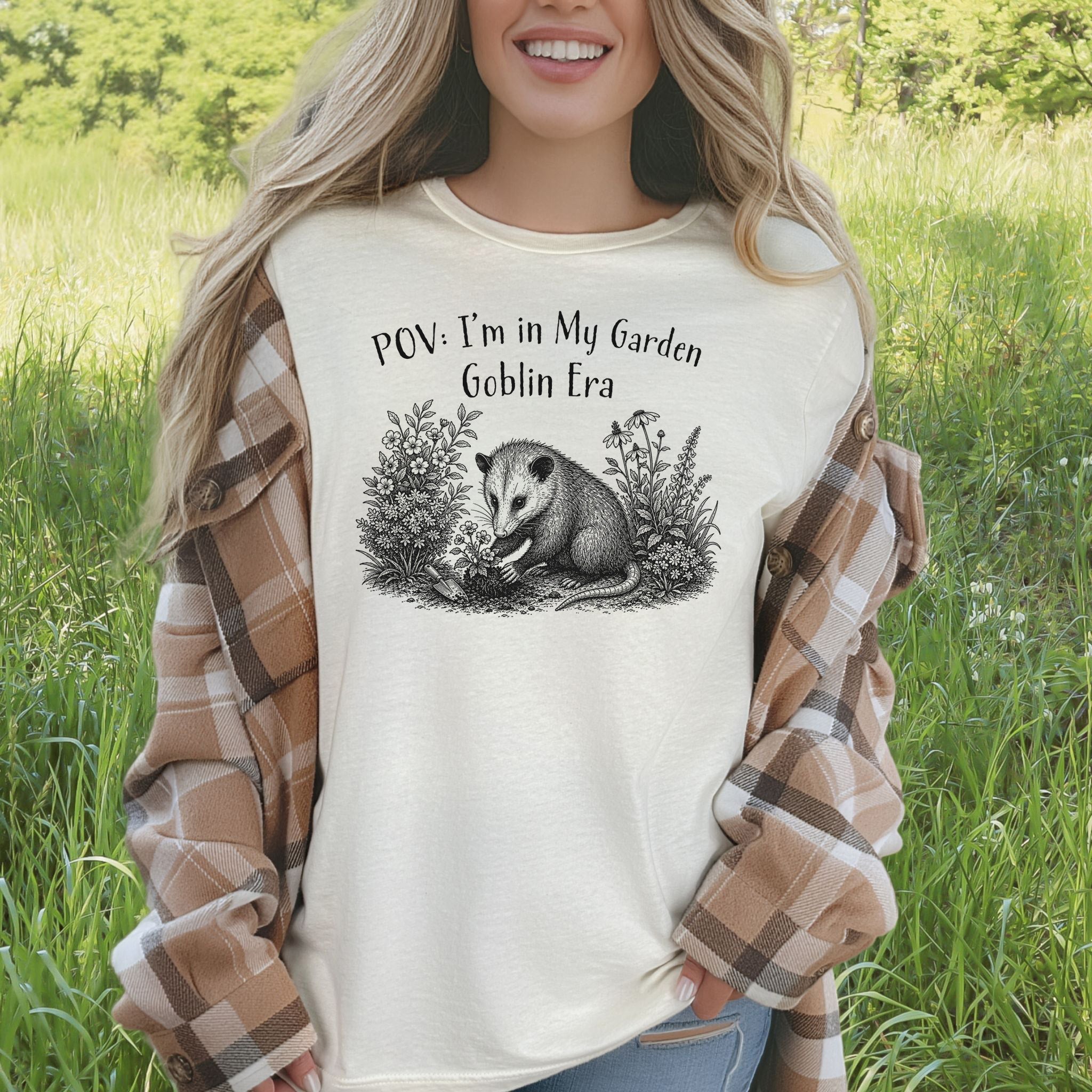 POV Garden Goblin Era Funny Opossum Gardening Plant Lover Gift T-Shirt