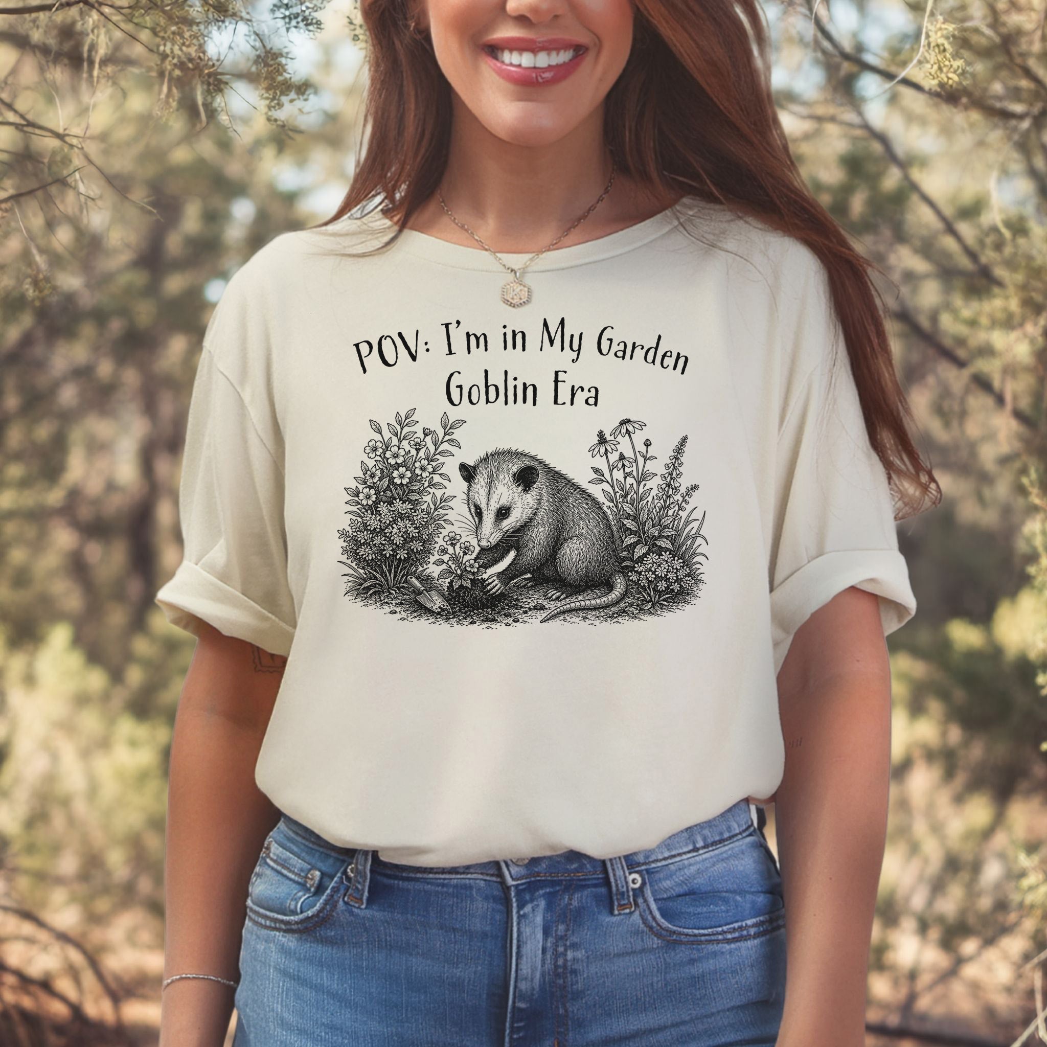 POV Garden Goblin Era Funny Opossum Gardening Plant Lover Gift T-Shirt