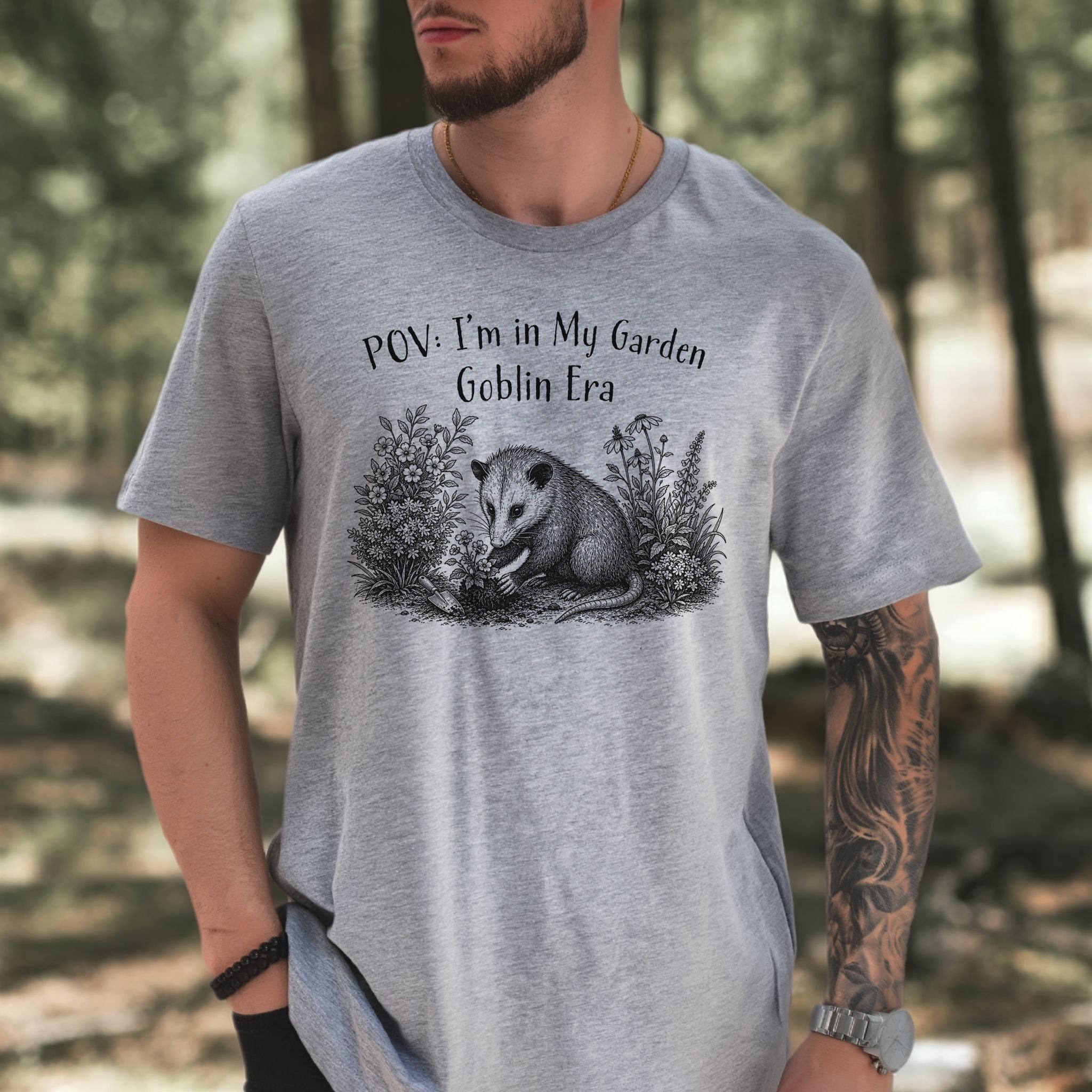 POV Garden Goblin Era Funny Opossum Gardening Plant Lover Gift T-Shirt