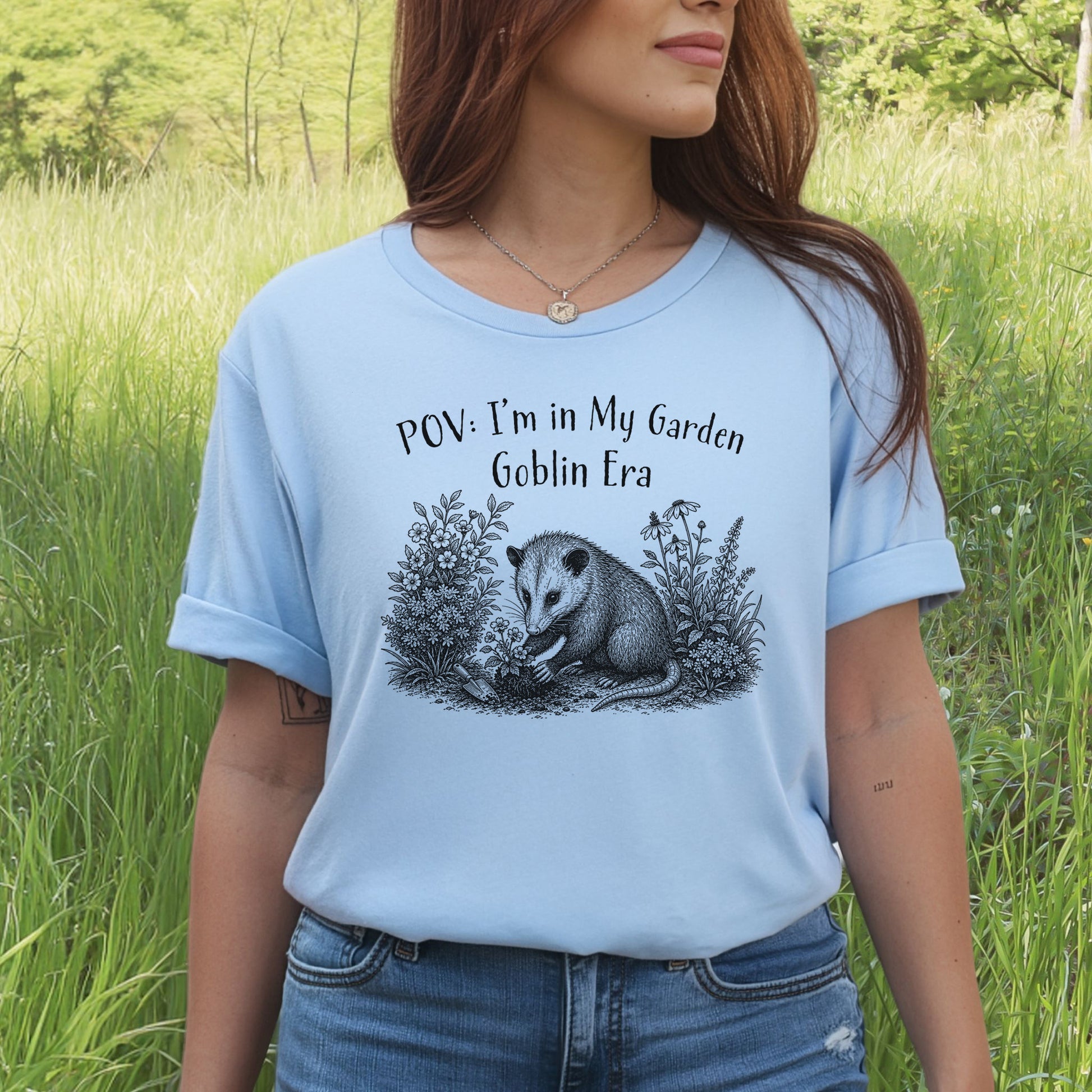 POV Garden Goblin Era Funny Opossum Gardening Plant Lover Gift T-Shirt