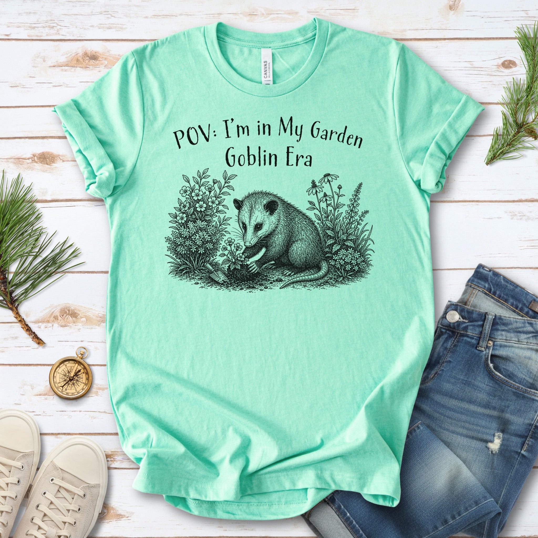POV Garden Goblin Era Funny Opossum Gardening Plant Lover Gift T-Shirt