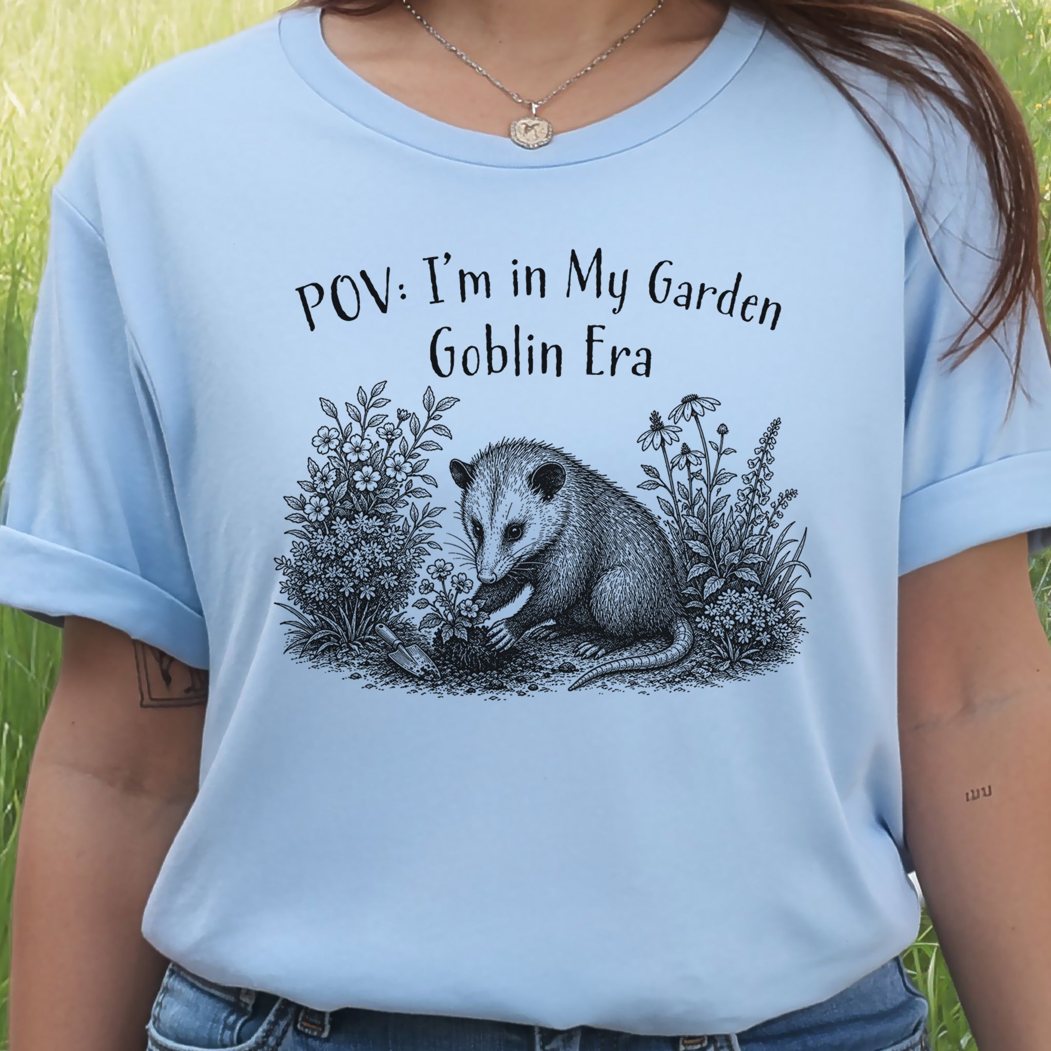 POV Garden Goblin Era Funny Opossum Gardening Plant Lover Gift T-Shirt