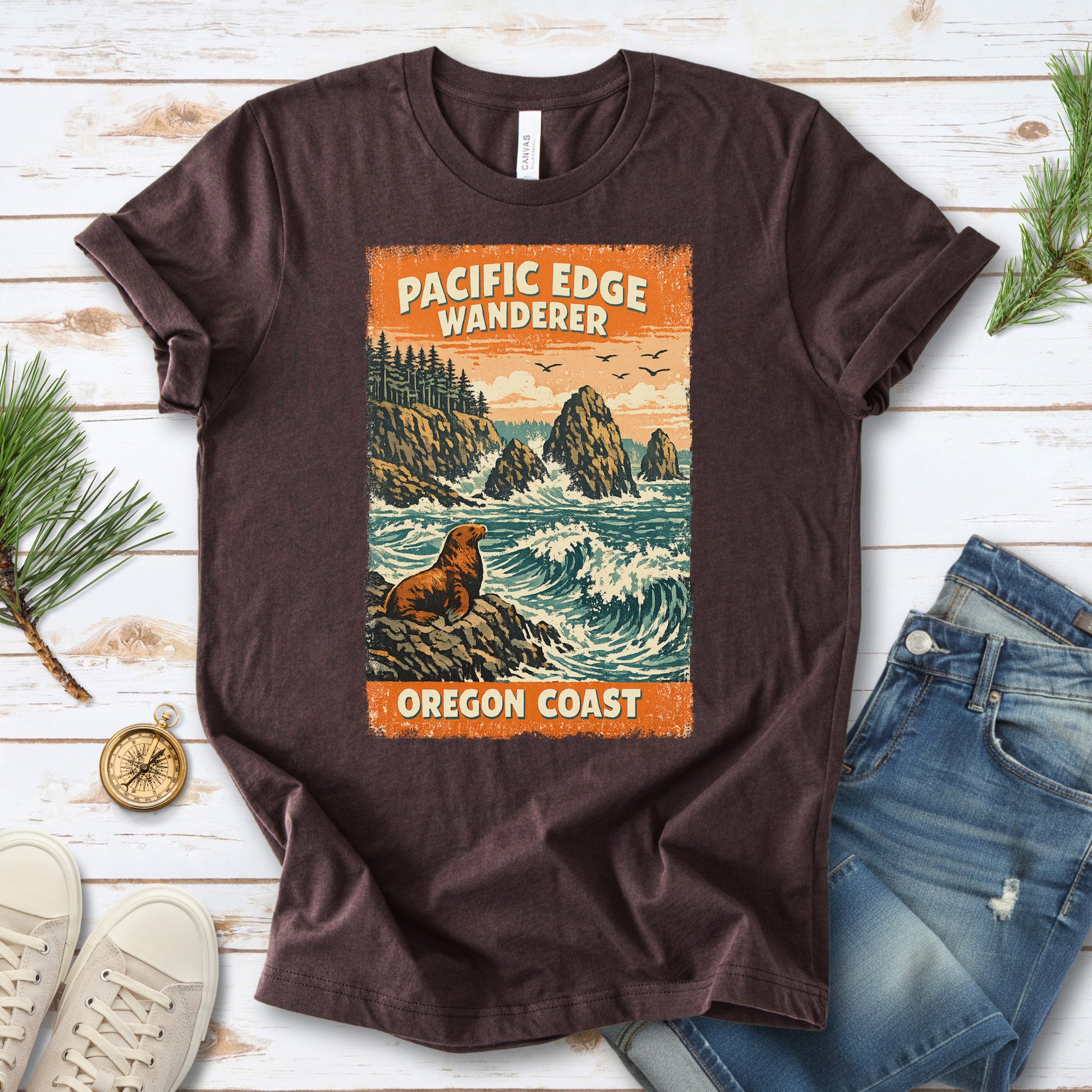 Oregon Coast Pacific Edge Wanderer Shirt – Retro Ocean T-Shirt