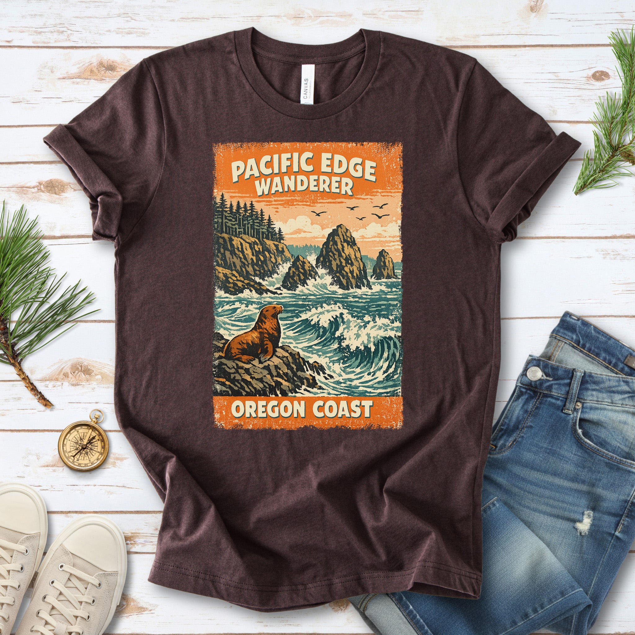 Oregon Coast Pacific Edge Wanderer Shirt – Retro Ocean T-Shirt