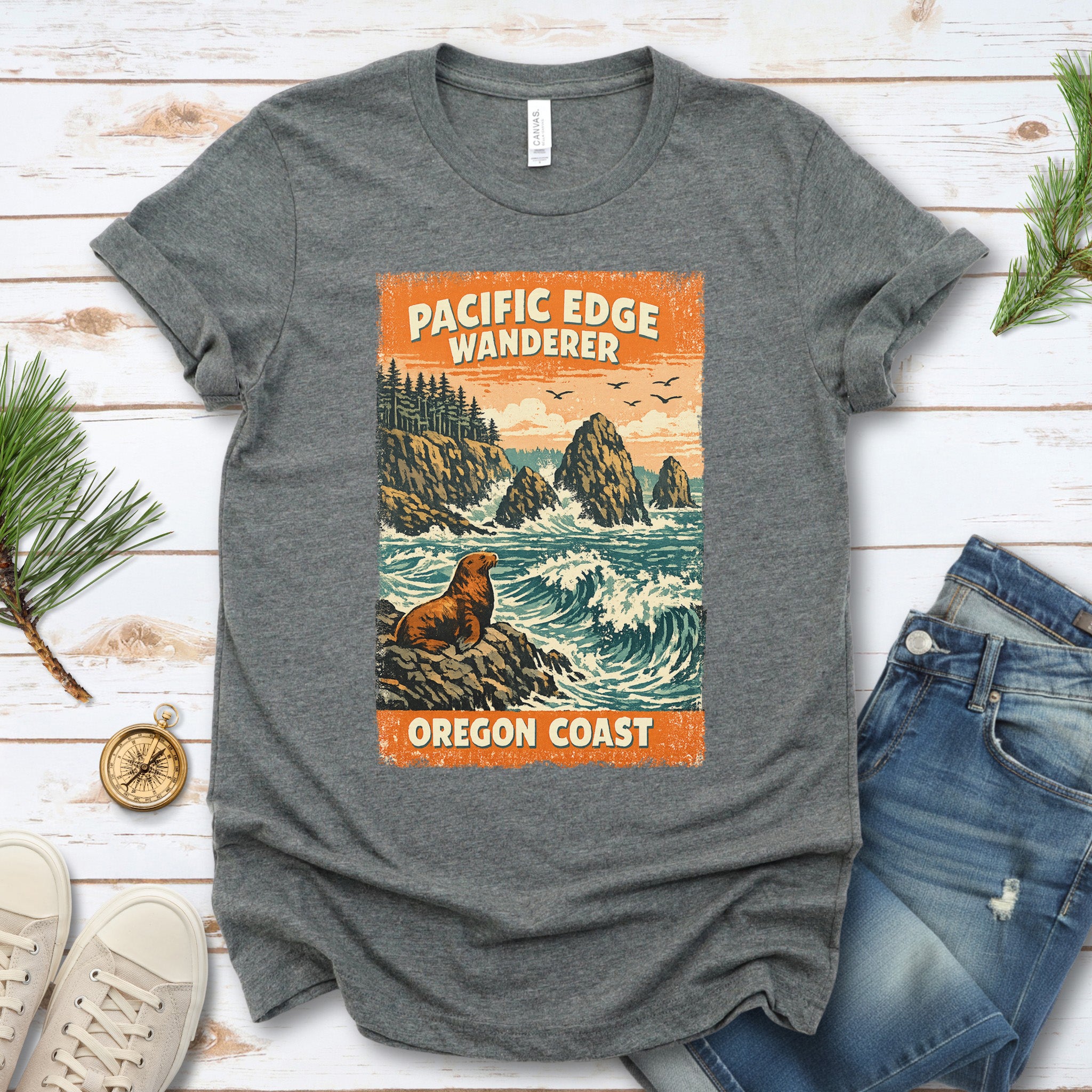 Oregon Coast Pacific Edge Wanderer Shirt – Retro Ocean T-Shirt