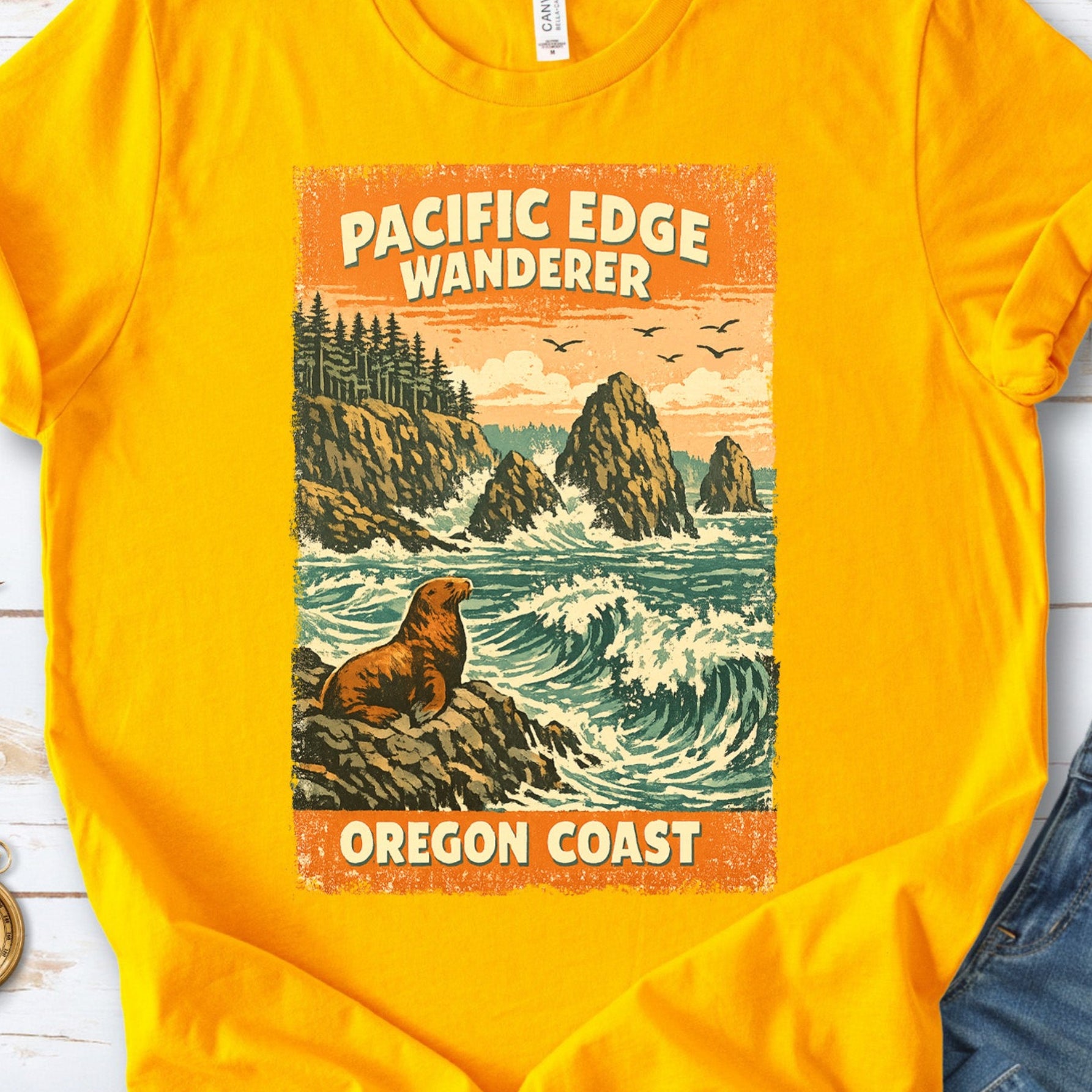 Oregon Coast Pacific Edge Wanderer Shirt – Retro Ocean T-Shirt