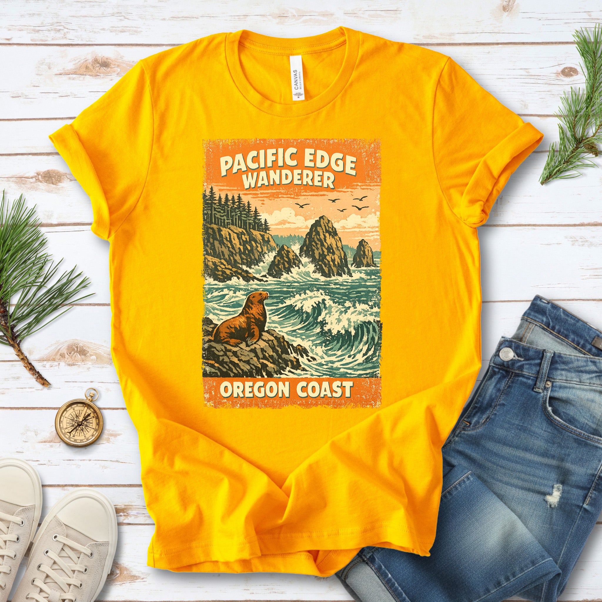 Oregon Coast Pacific Edge Wanderer Shirt – Retro Ocean T-Shirt