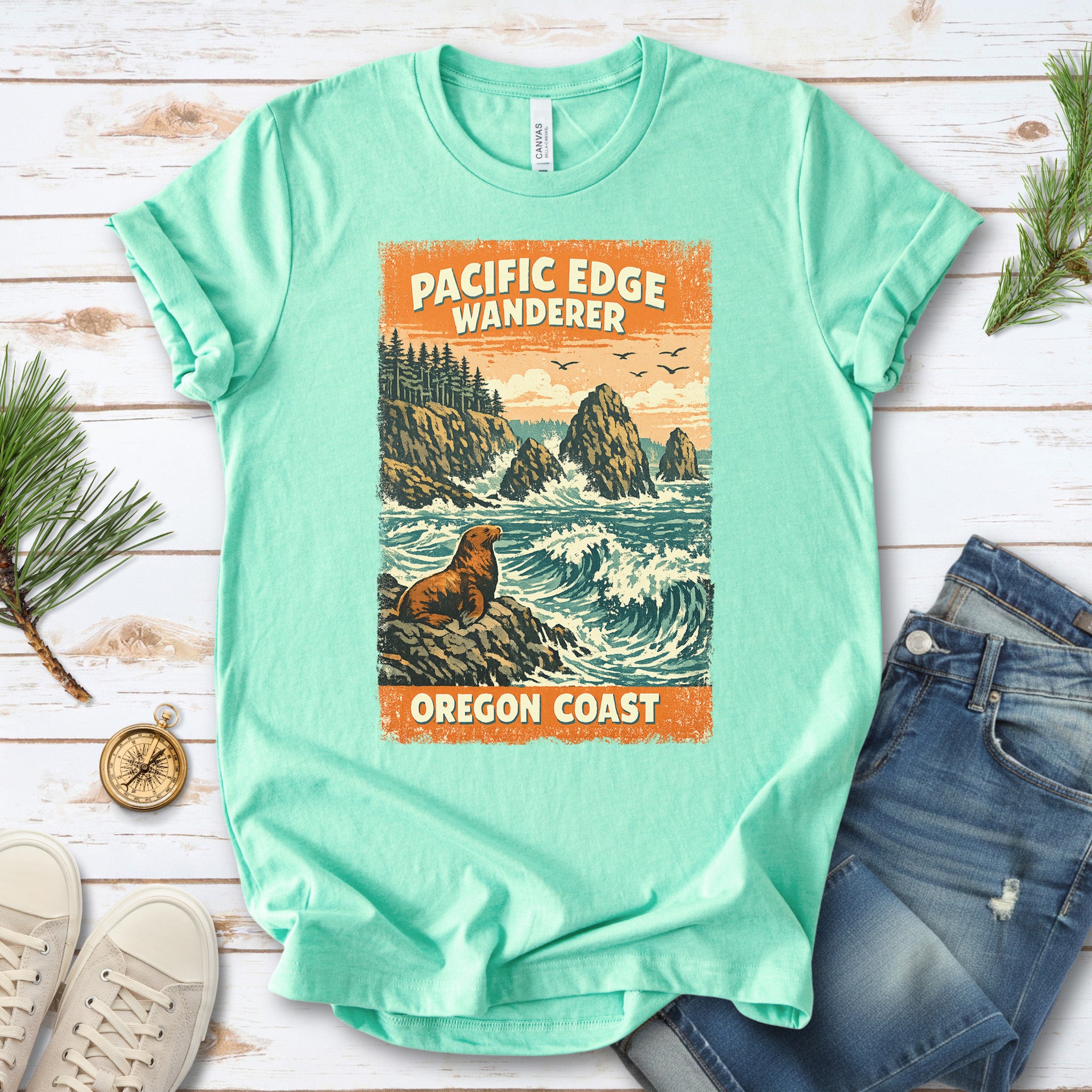 Oregon Coast Pacific Edge Wanderer Shirt – Retro Ocean T-Shirt