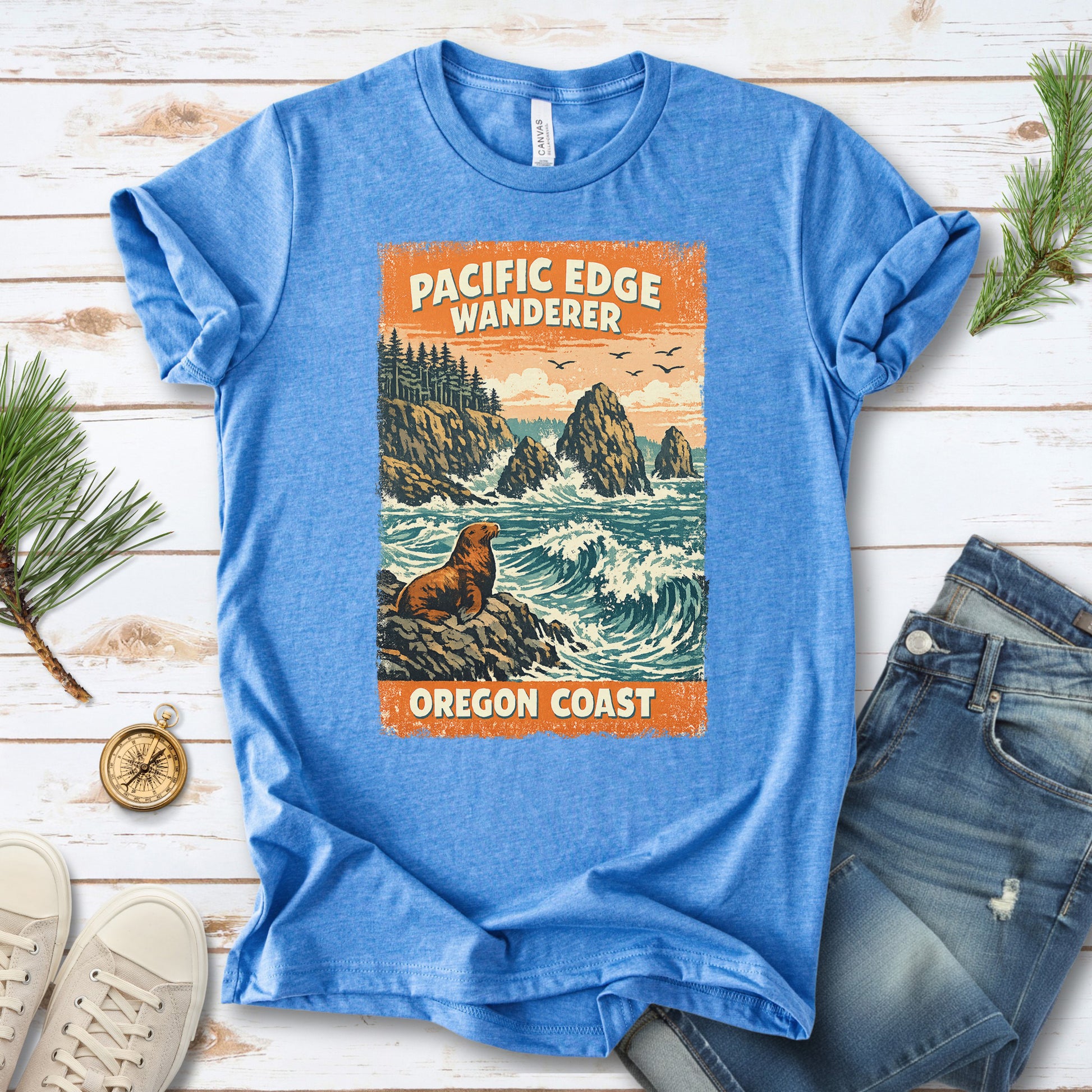 Oregon Coast Pacific Edge Wanderer Shirt – Retro Ocean T-Shirt