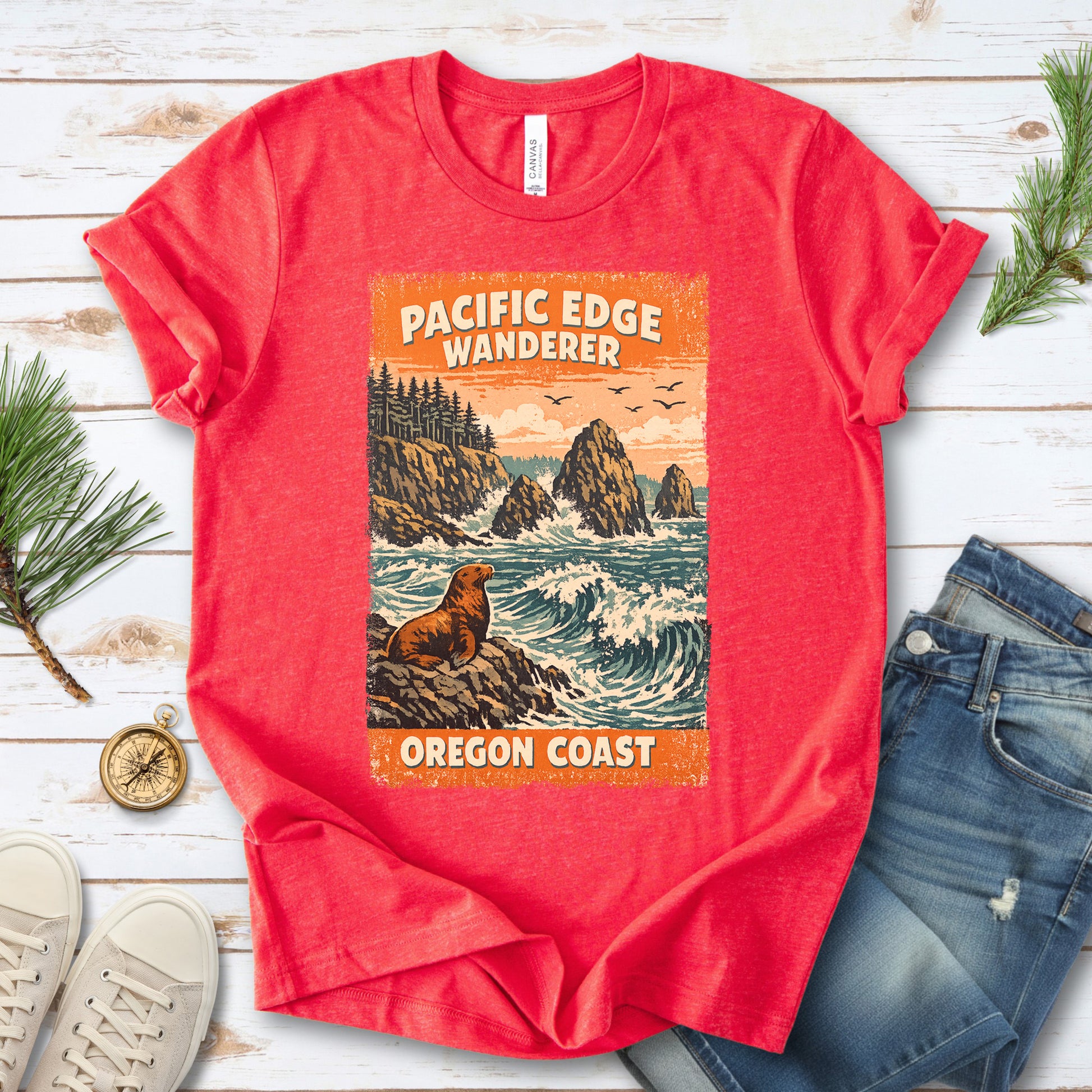 Oregon Coast Pacific Edge Wanderer Shirt – Retro Ocean T-Shirt