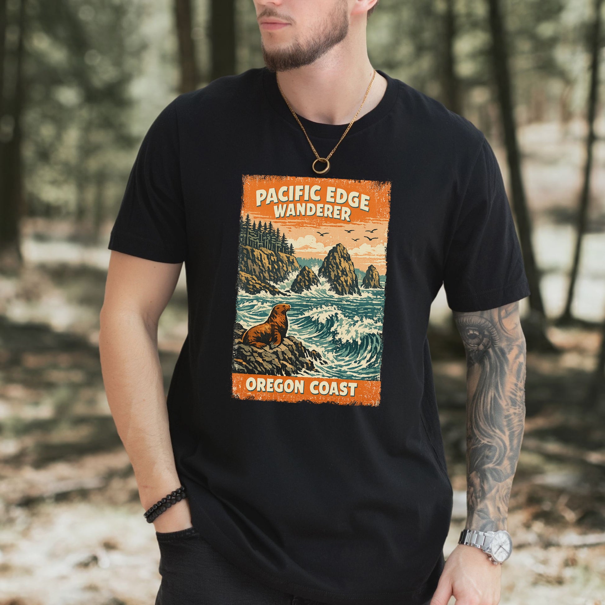 Oregon Coast Pacific Edge Wanderer Shirt – Retro Ocean T-Shirt