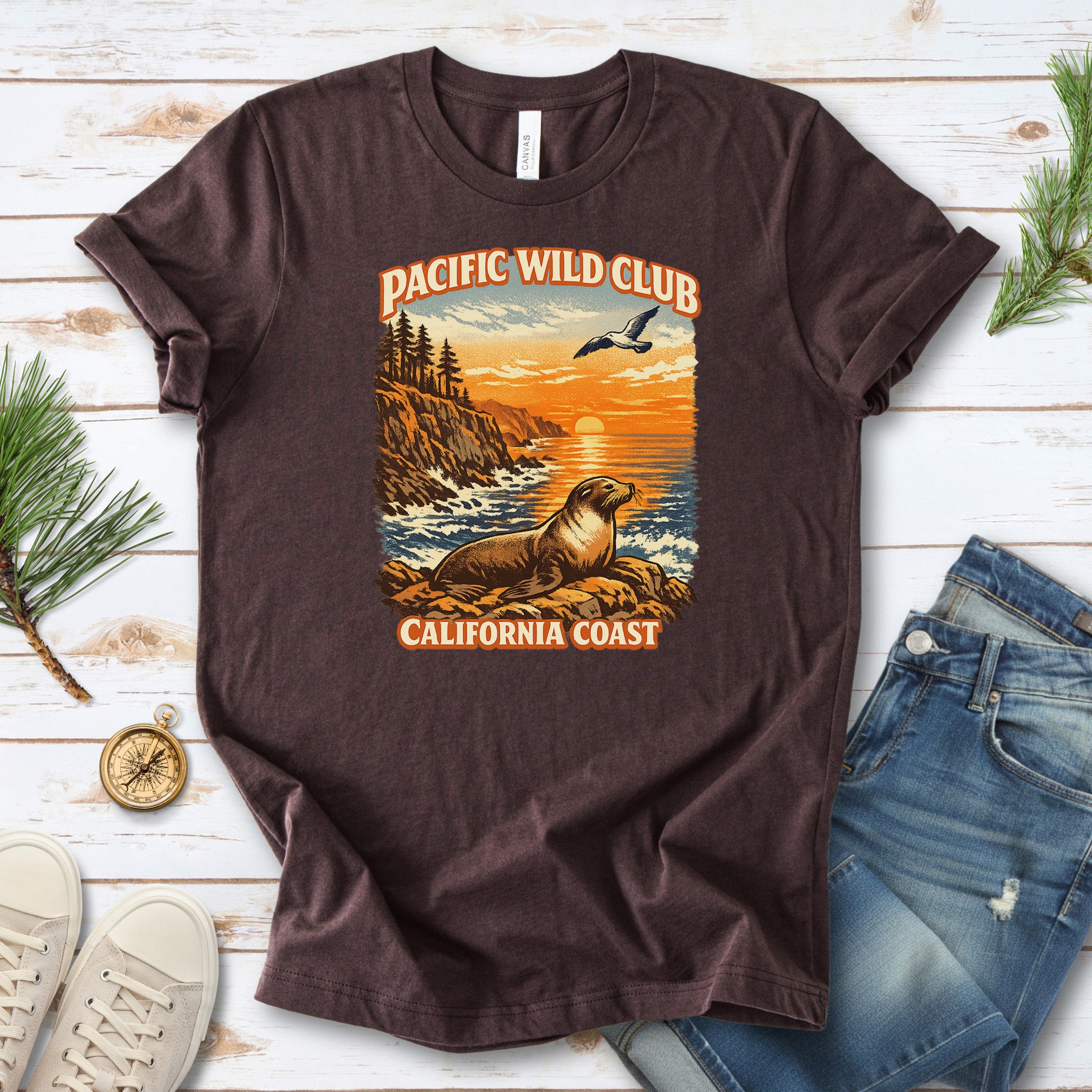 California Coast Pacific Wild Club Shirt – Retro Sea Lion T-Shirt
