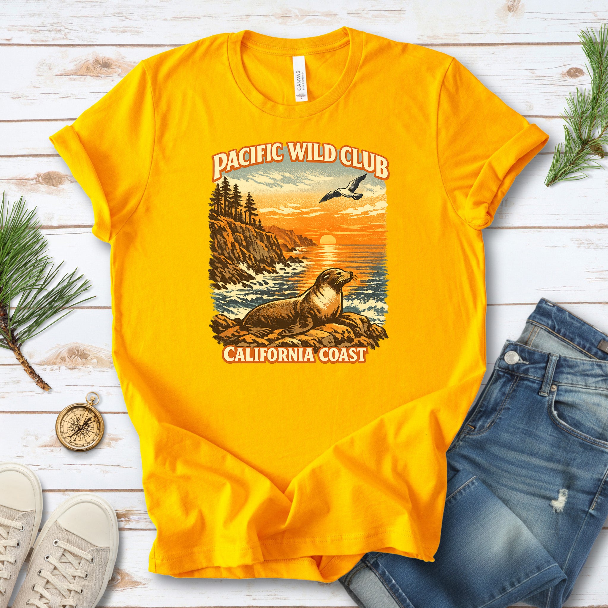 California Coast Pacific Wild Club Shirt – Retro Sea Lion T-Shirt