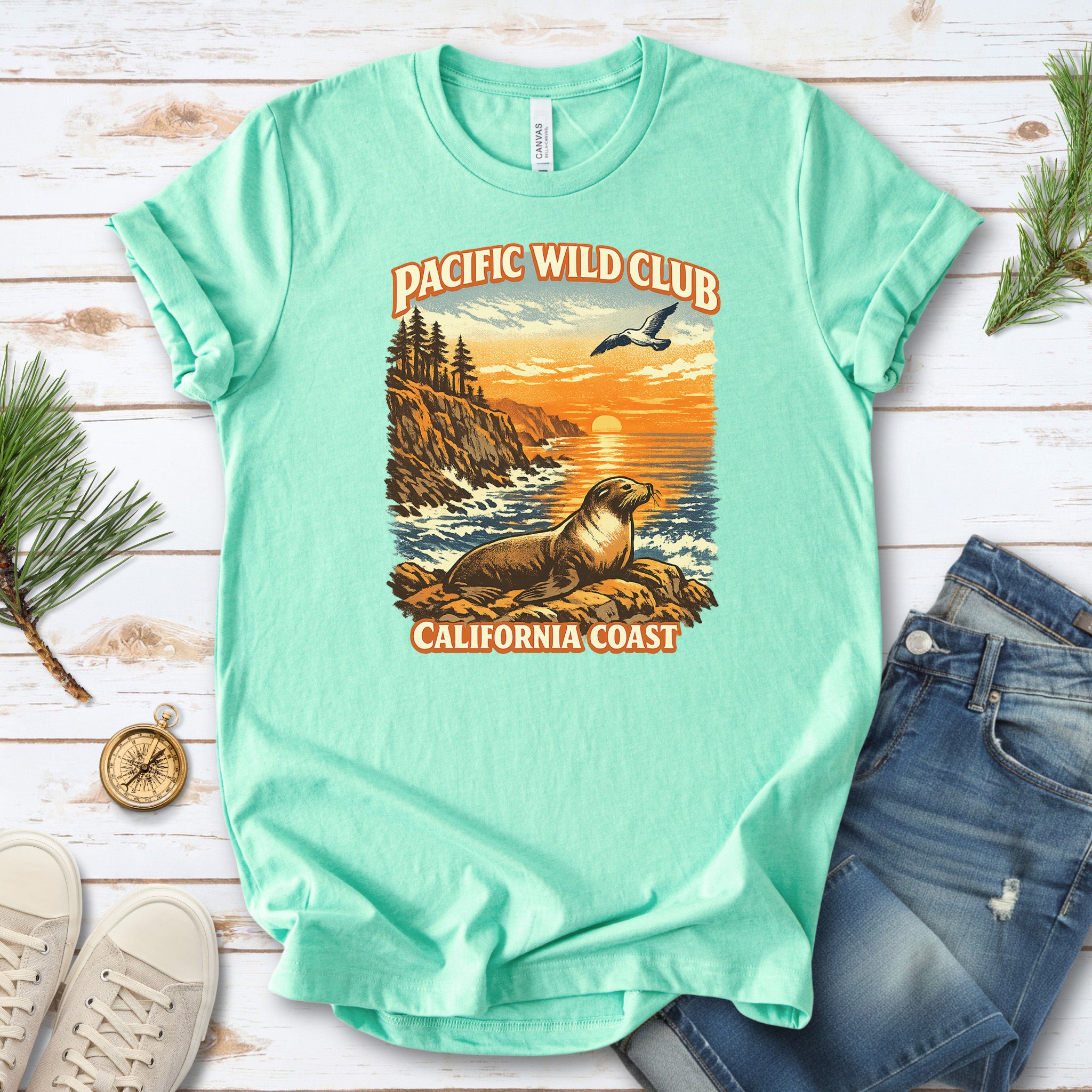 California Coast Pacific Wild Club Shirt – Retro Sea Lion T-Shirt