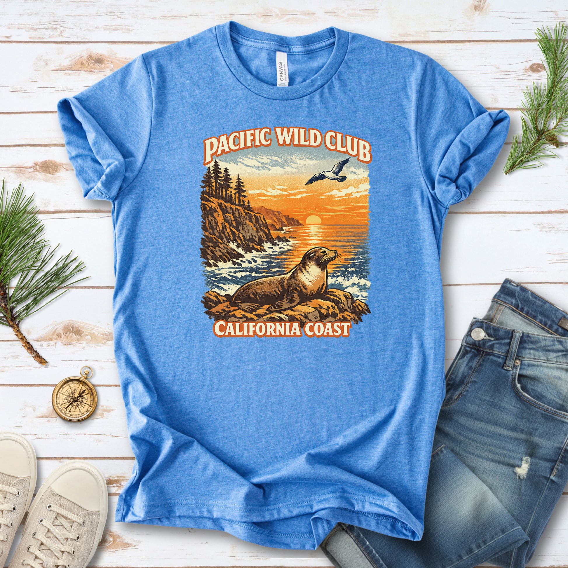 California Coast Pacific Wild Club Shirt – Retro Sea Lion T-Shirt