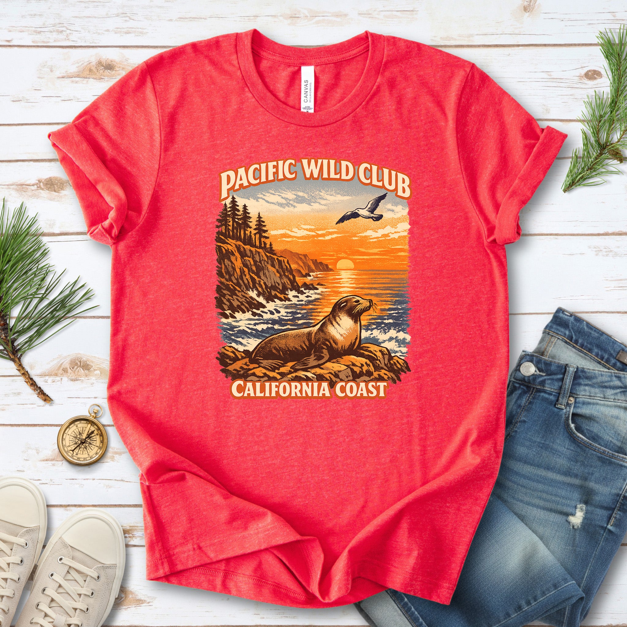 California Coast Pacific Wild Club Shirt – Retro Sea Lion T-Shirt