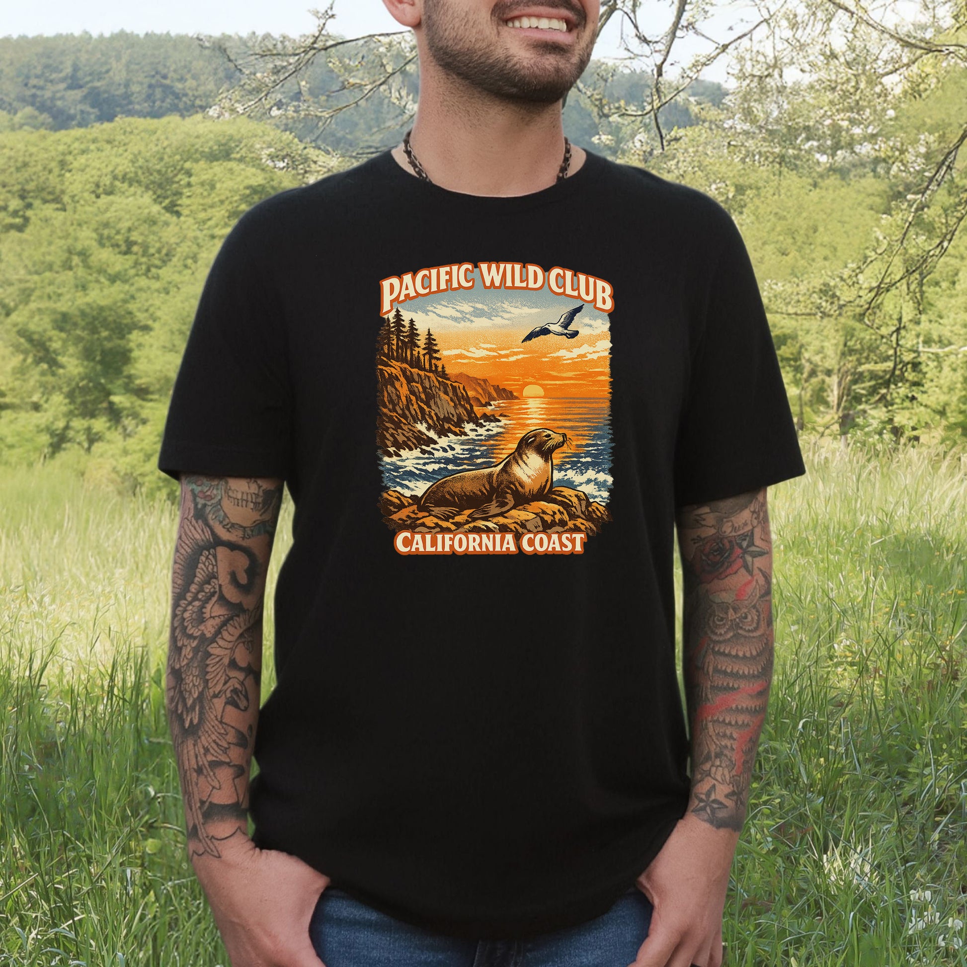 California Coast Pacific Wild Club Shirt – Retro Sea Lion T-Shirt
