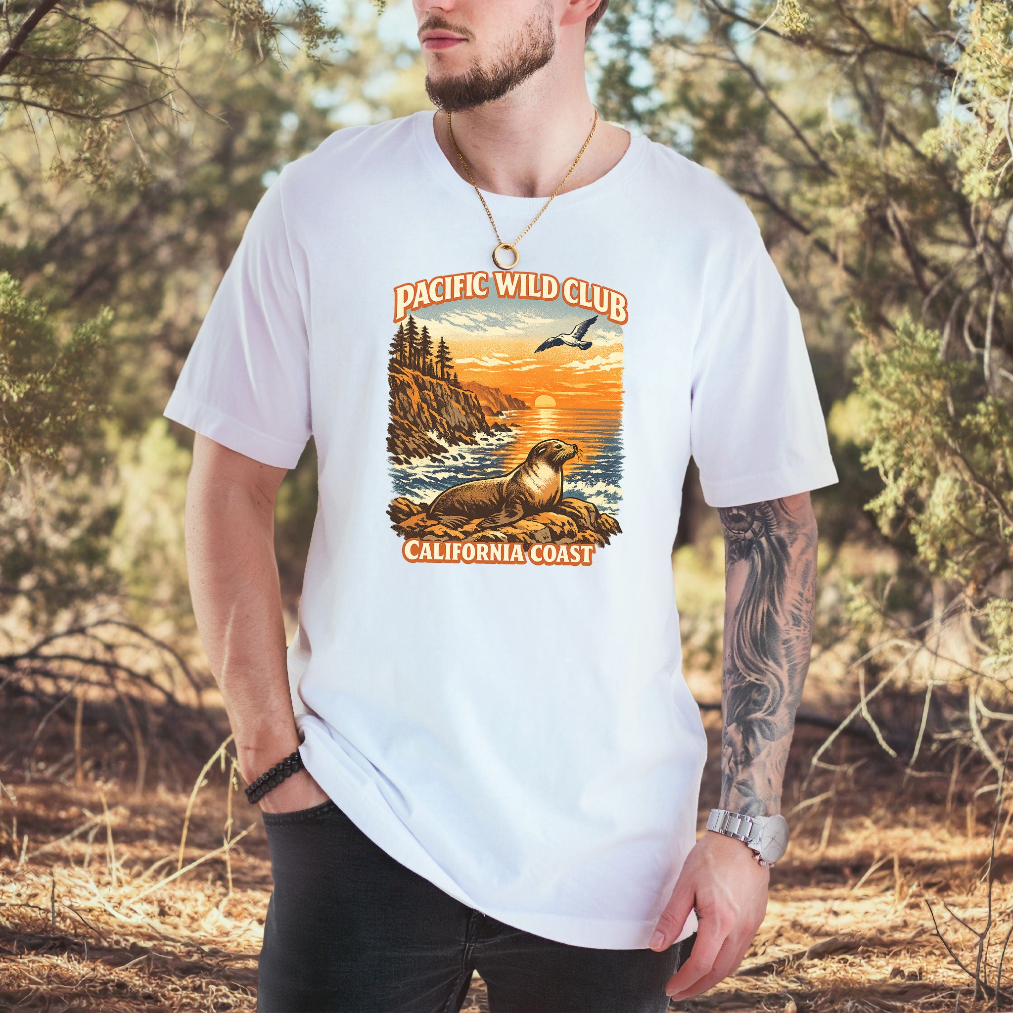 California Coast Pacific Wild Club Shirt – Retro Sea Lion T-Shirt