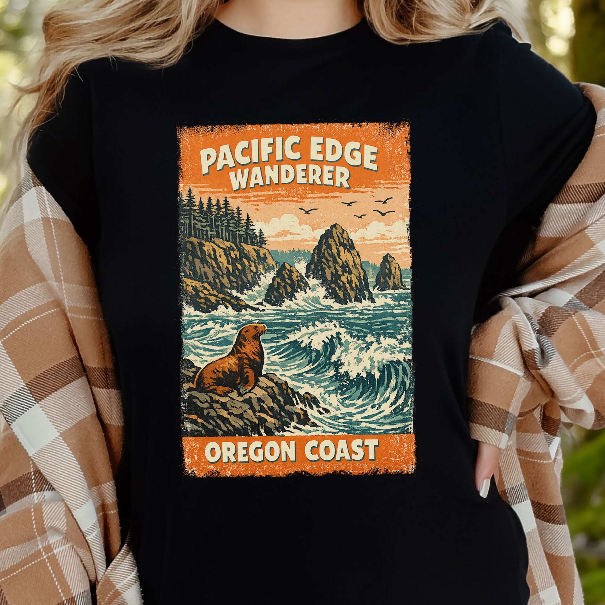 Oregon Coast Pacific Edge Wanderer Shirt – Retro Ocean T-Shirt