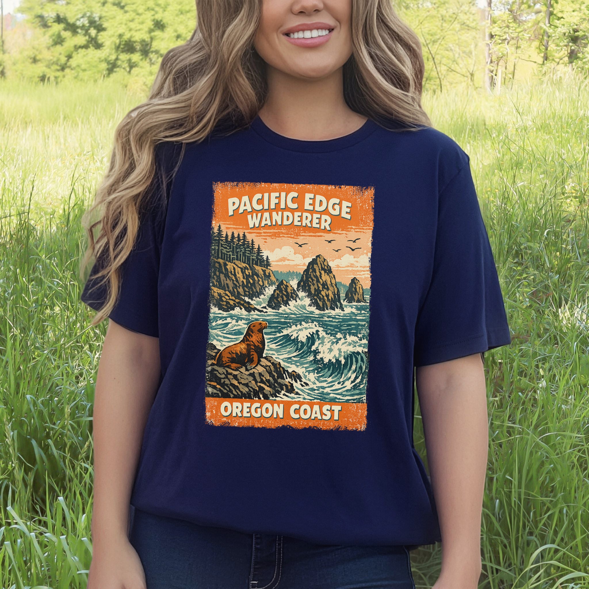 Oregon Coast Pacific Edge Wanderer Shirt – Retro Ocean T-Shirt