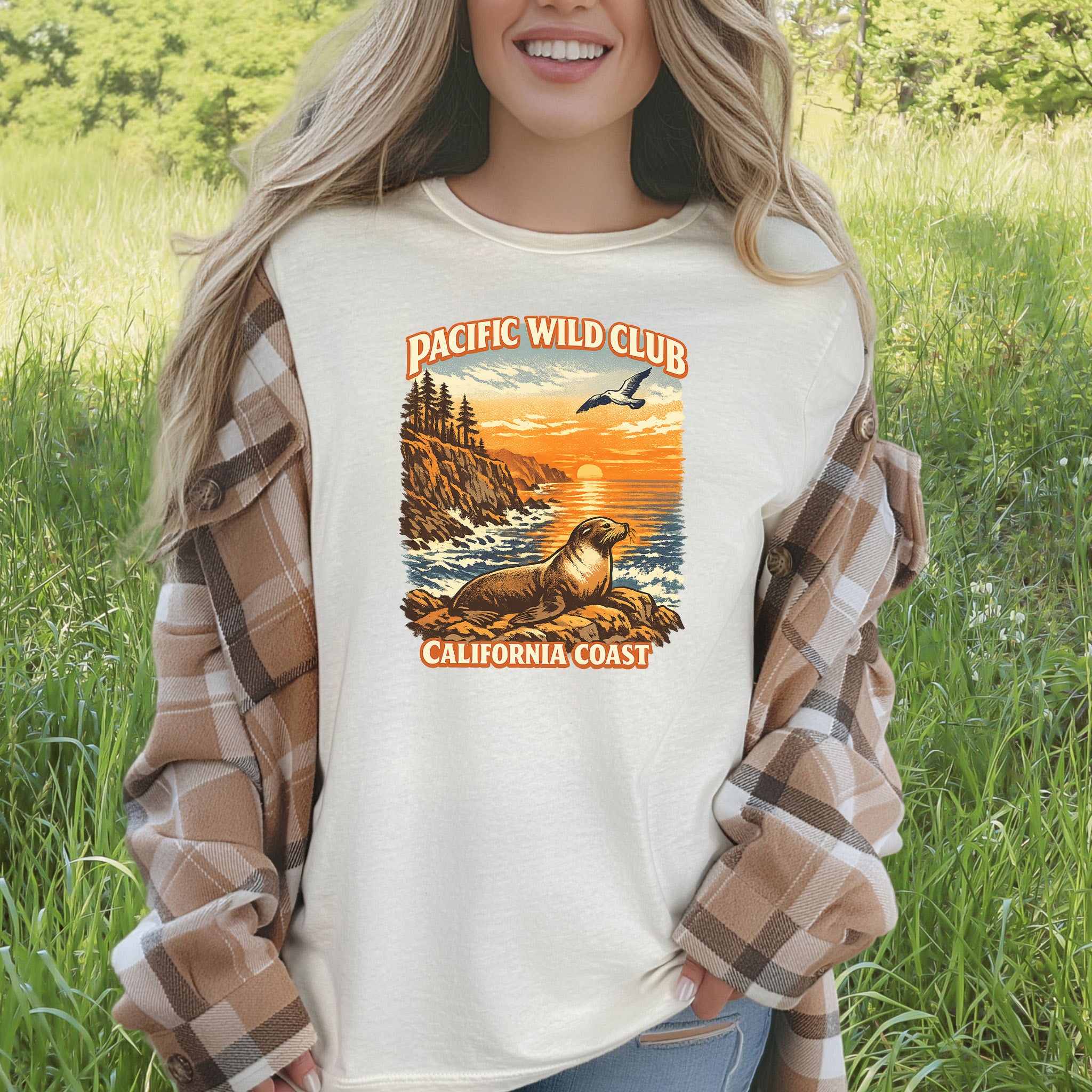 California Coast Pacific Wild Club Shirt – Retro Sea Lion T-Shirt