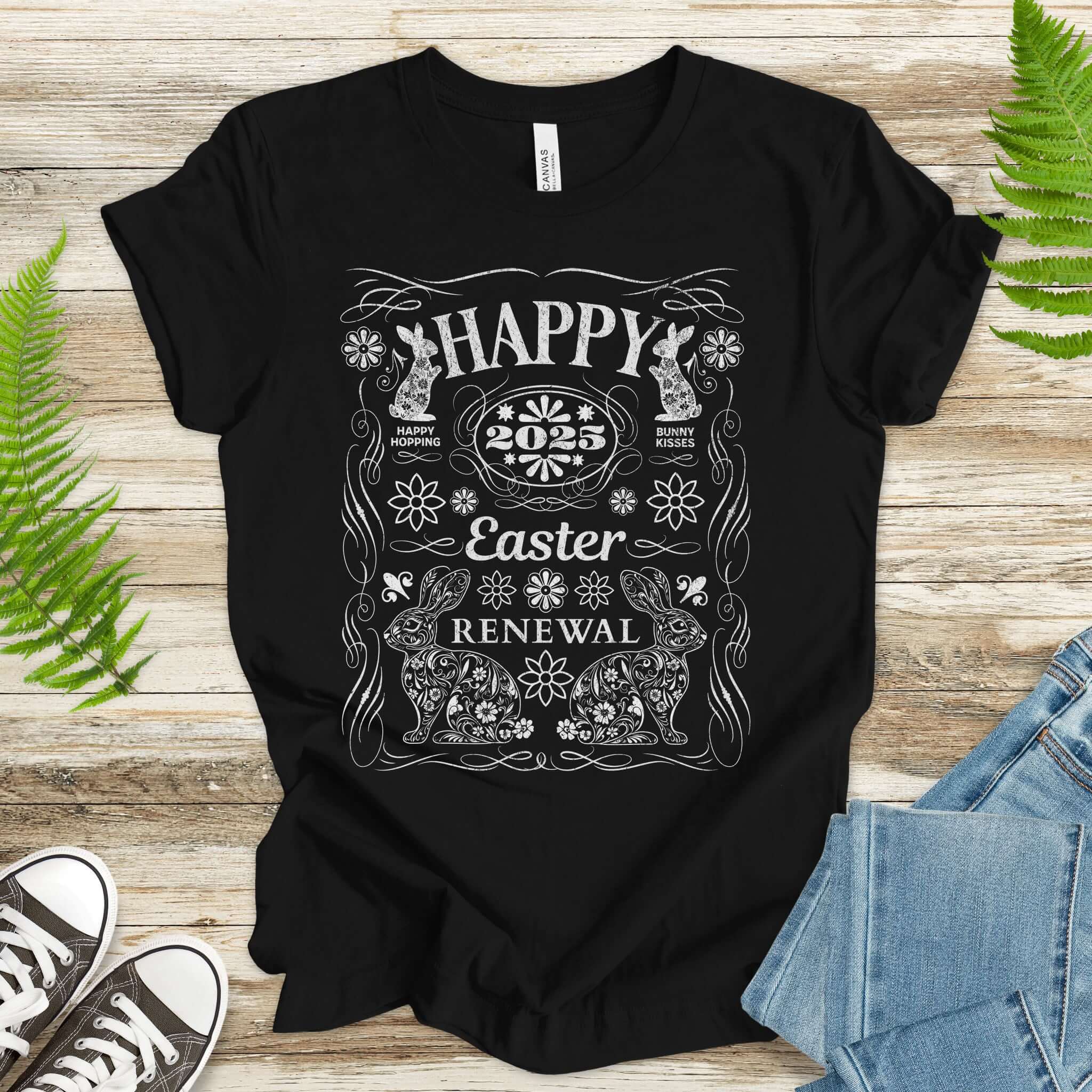Floral Bunny Happy Easter 2025 T-Shirt