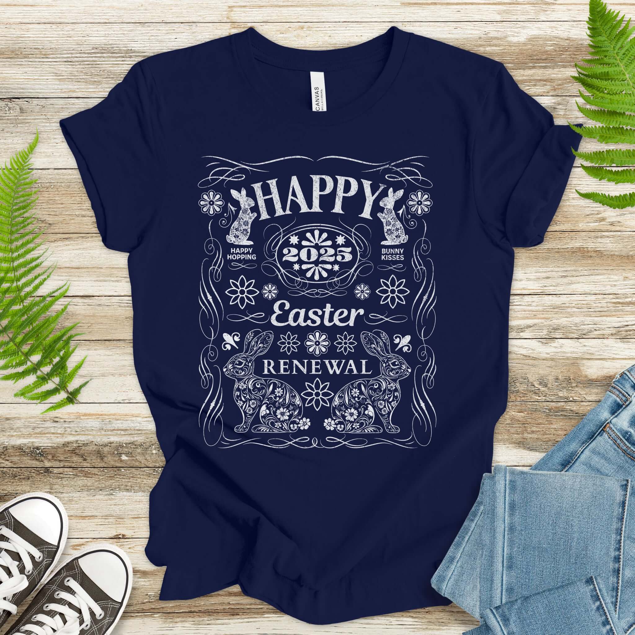 Floral Bunny Happy Easter 2025 T-Shirt