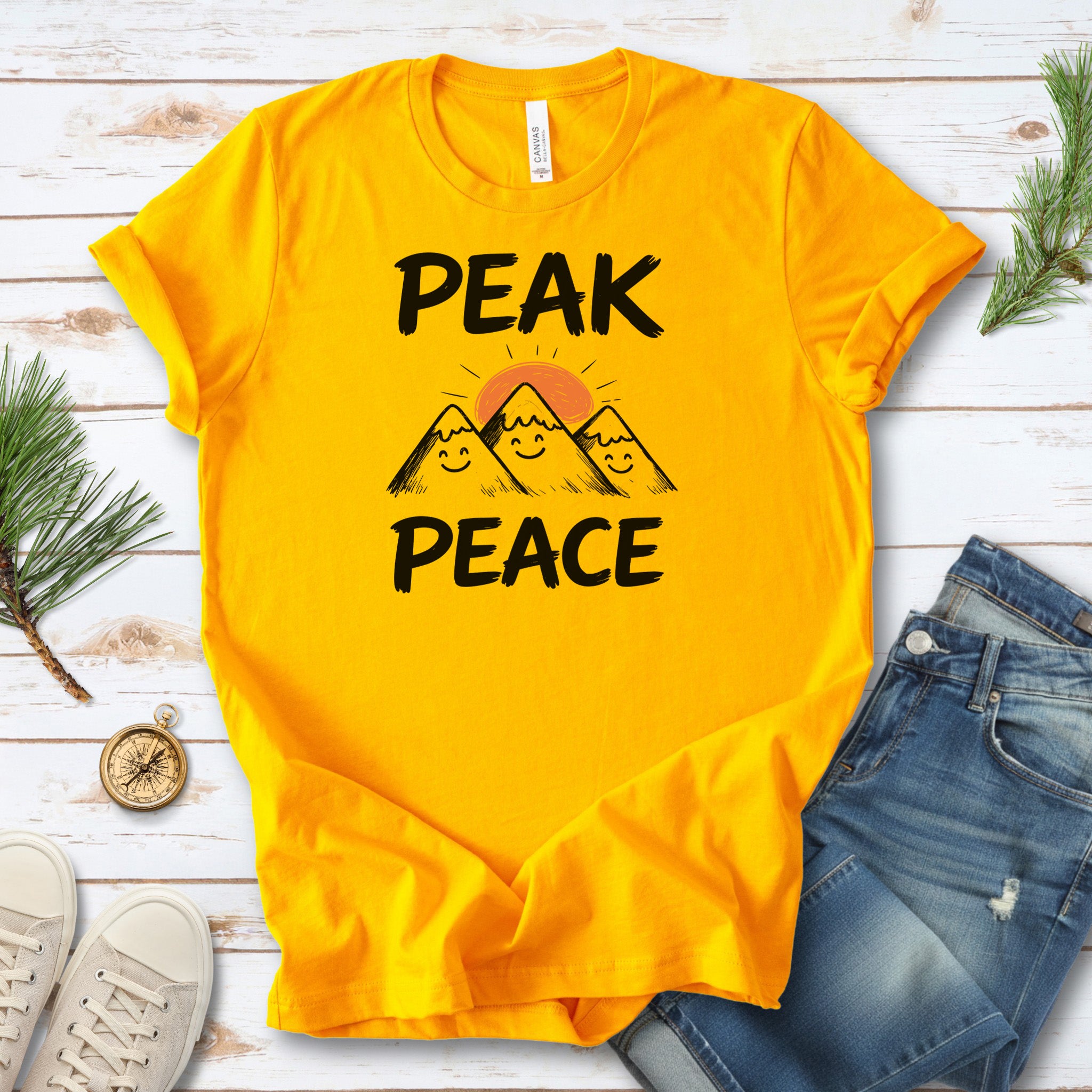 Peak Peace Cute Mountain Smiley Adventure T-Shirt