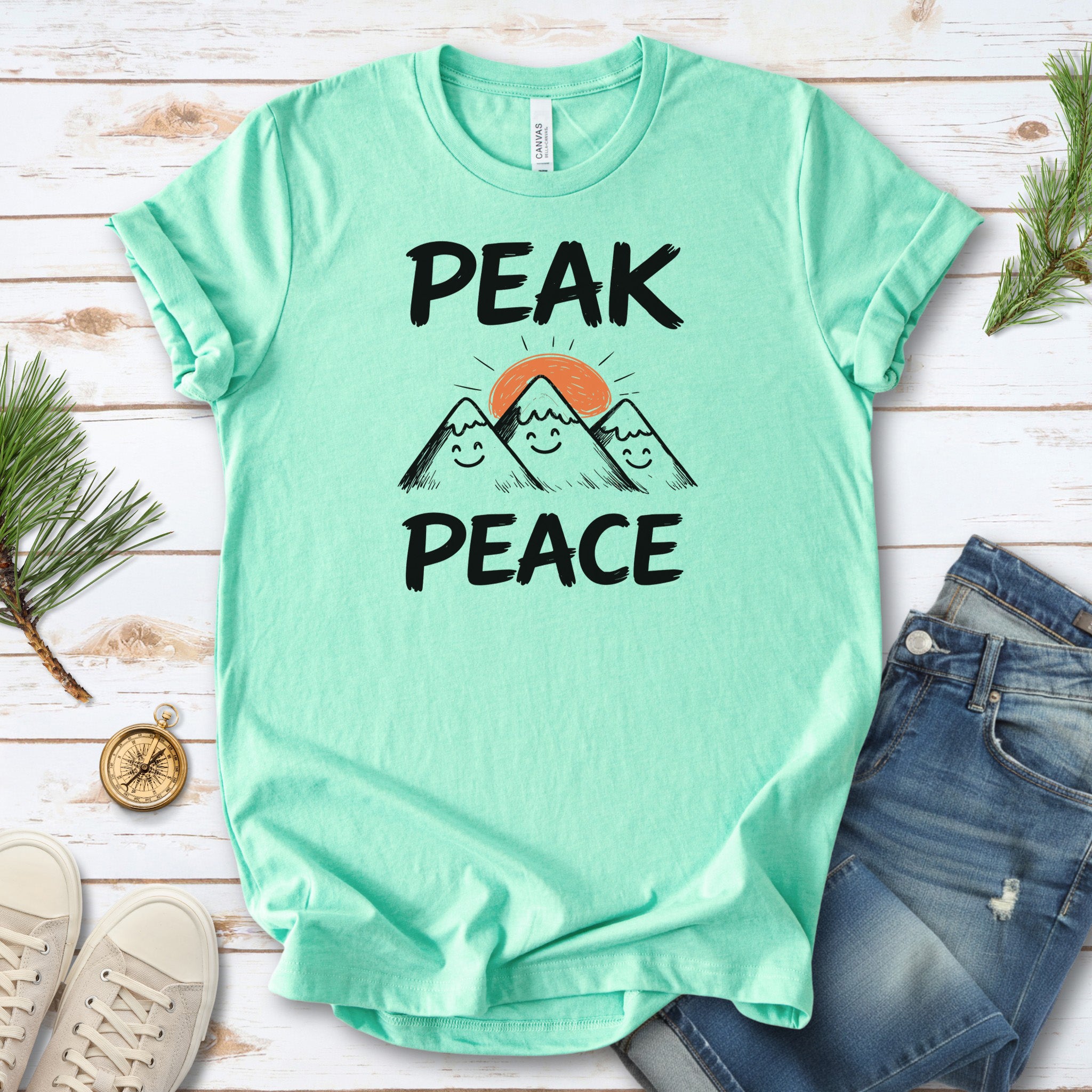 Peak Peace Cute Mountain Smiley Adventure T-Shirt