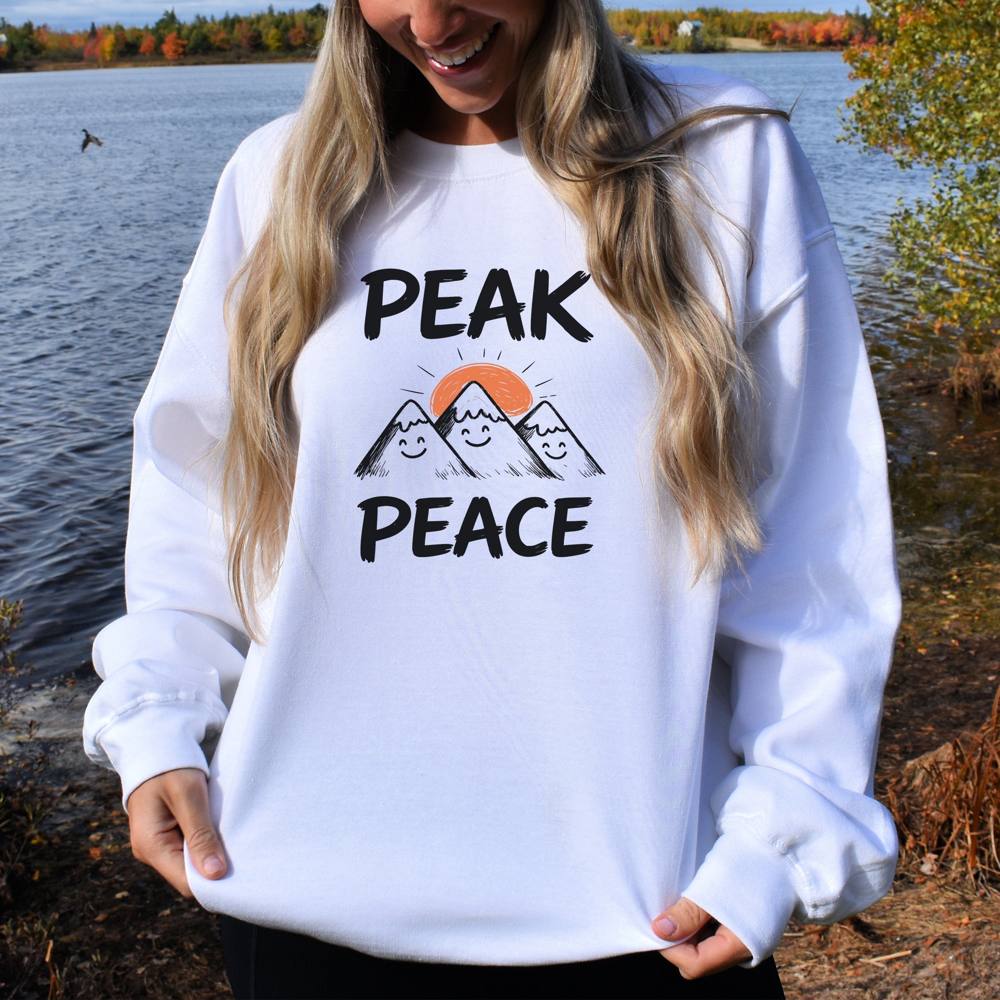 Peak Peace Cute Mountain Smiley Adventure Sweatshirt