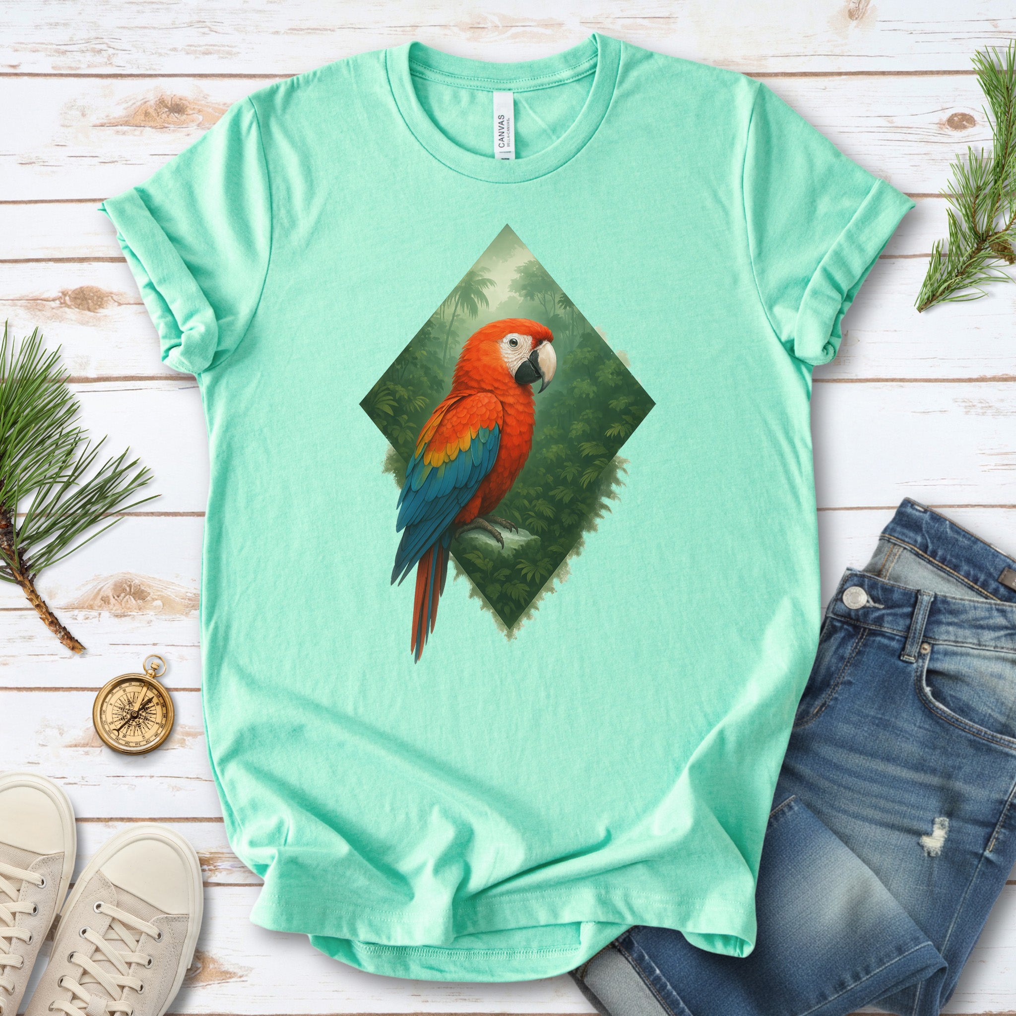 Scarlet Macaw Jungle T-Shirt – Colorful Tropical Bird Lover Tee