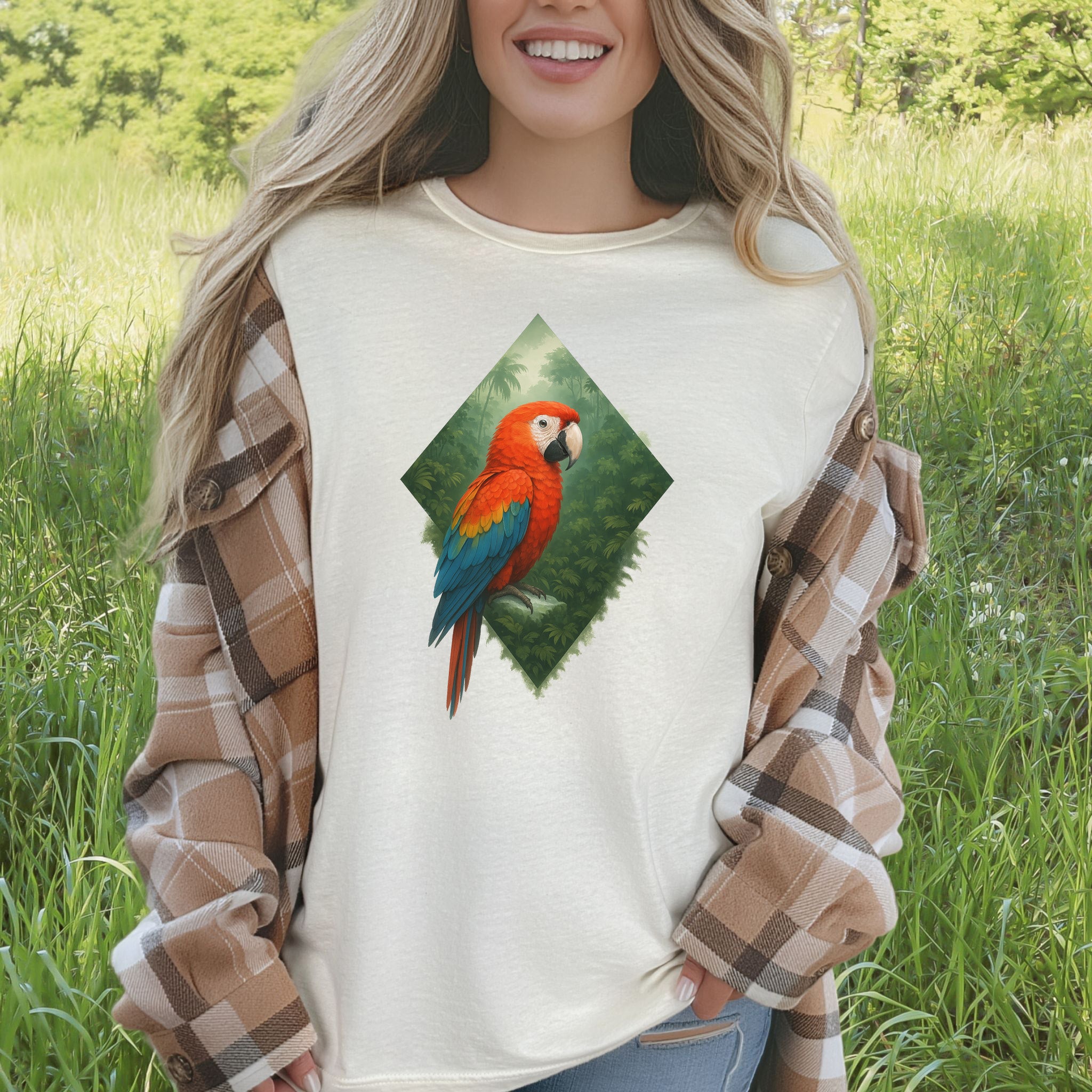 Scarlet Macaw Jungle T-Shirt – Colorful Tropical Bird Lover Tee
