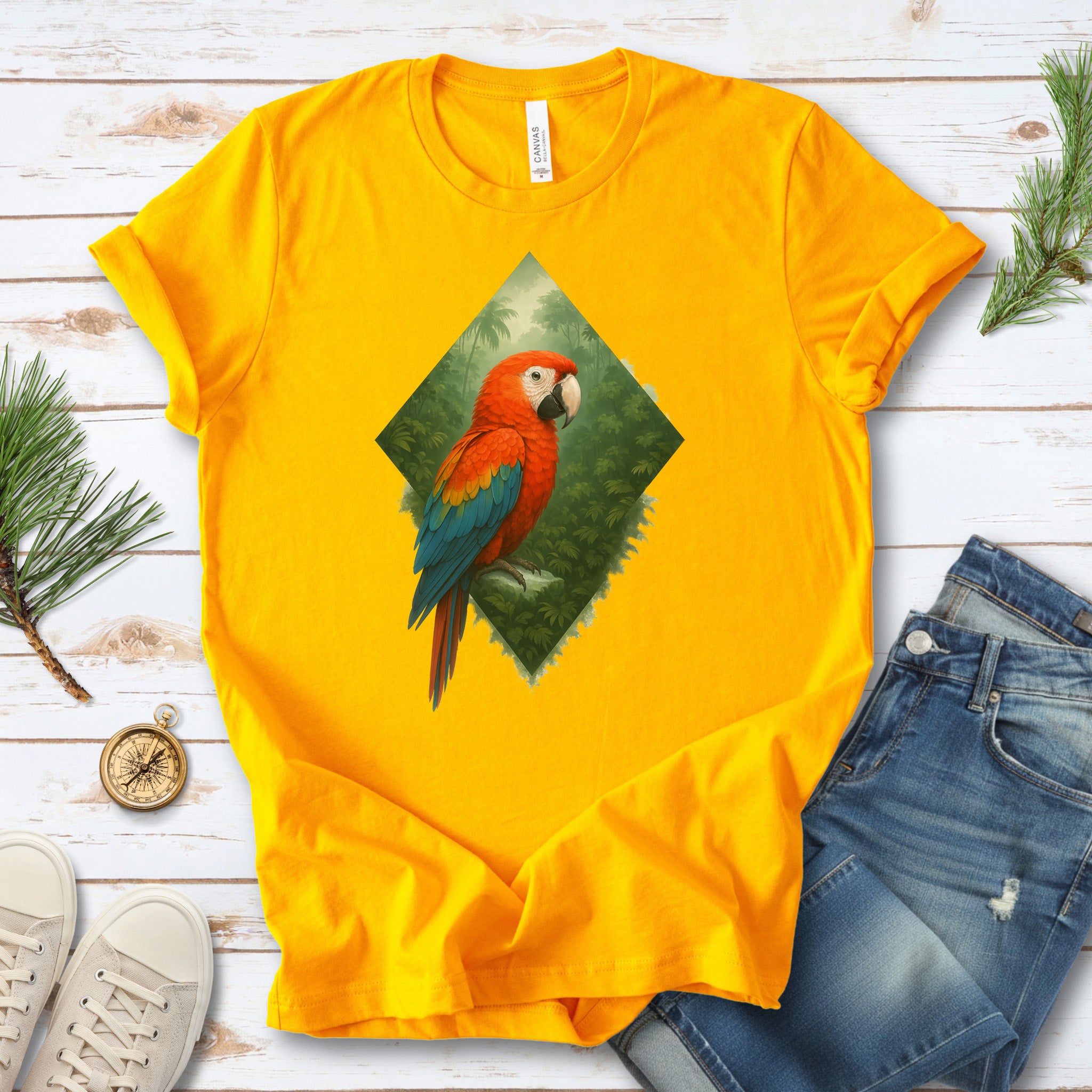 Scarlet Macaw Jungle T-Shirt – Colorful Tropical Bird Lover Tee