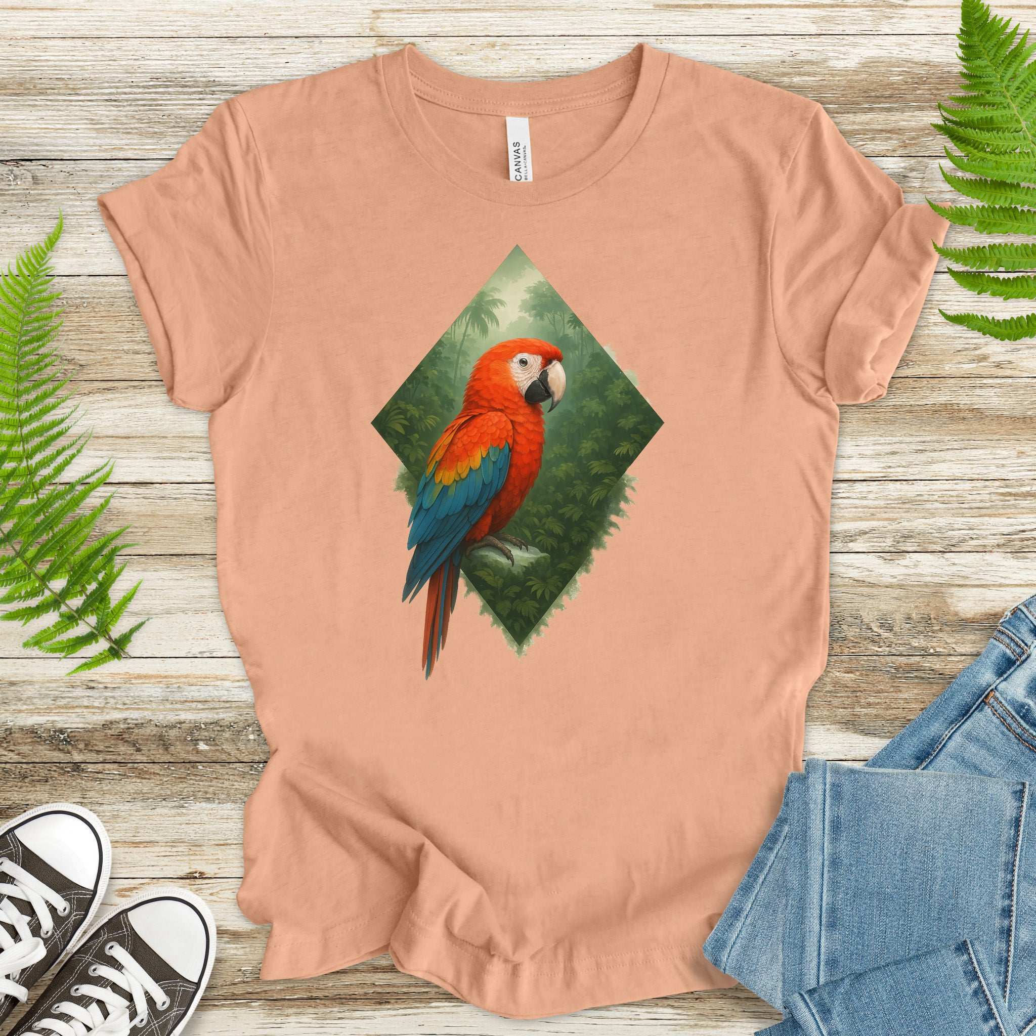 Scarlet Macaw Jungle T-Shirt – Colorful Tropical Bird Lover Tee