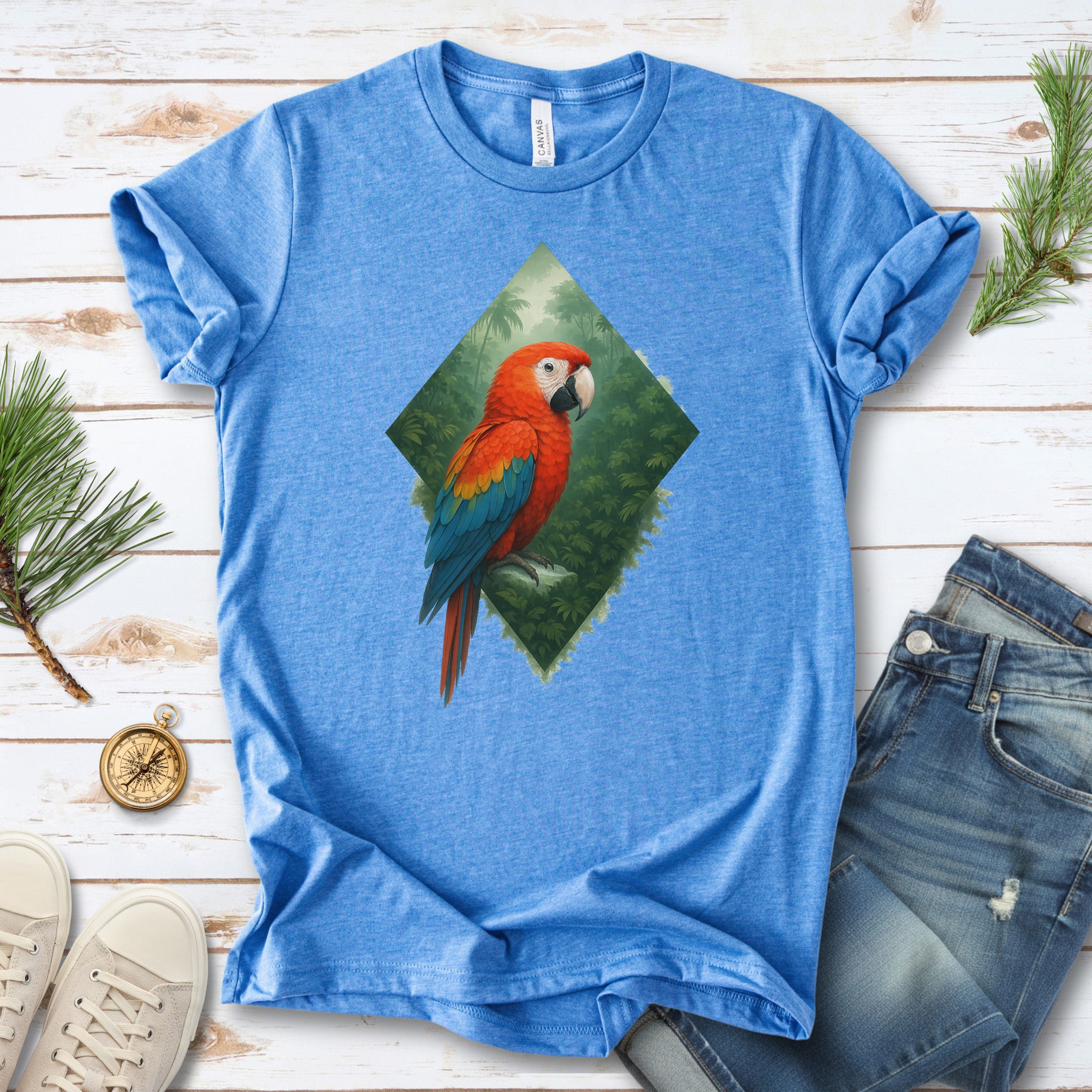 Scarlet Macaw Jungle T-Shirt – Colorful Tropical Bird Lover Tee