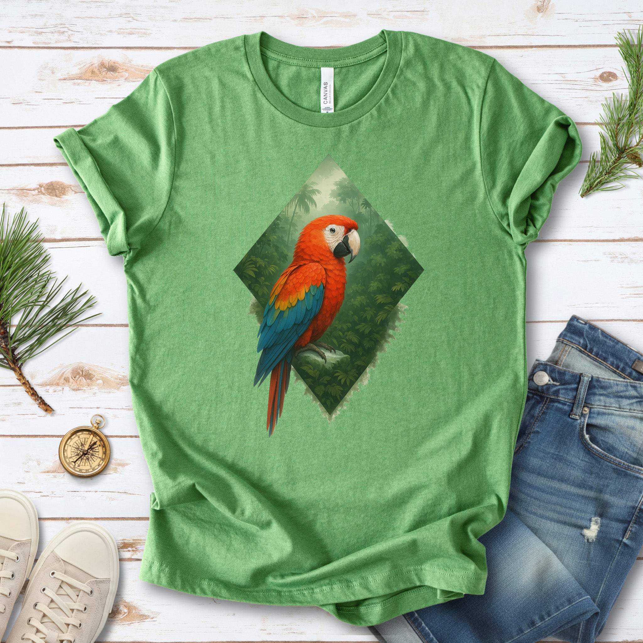 Scarlet Macaw Jungle T-Shirt – Colorful Tropical Bird Lover Tee