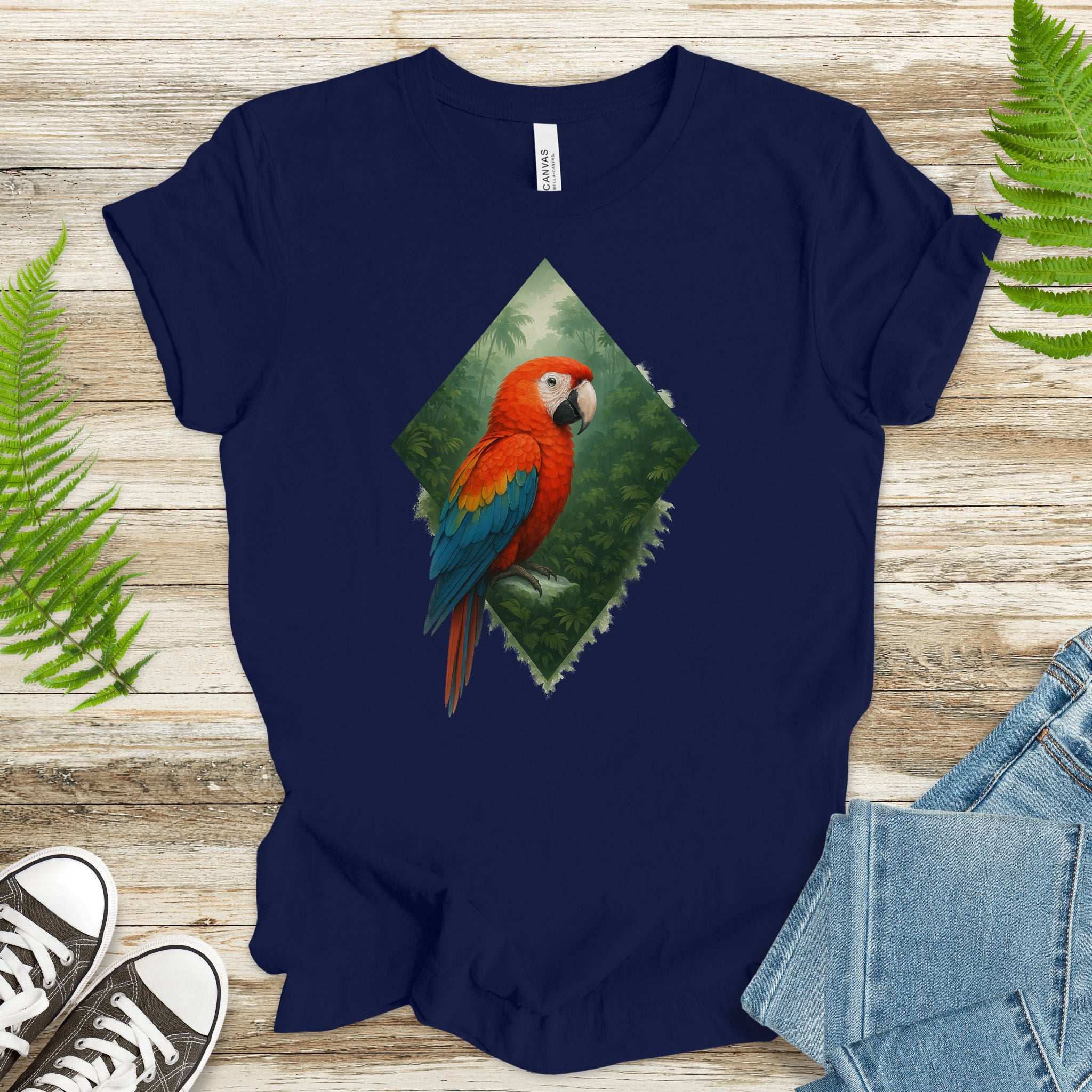 Scarlet Macaw Jungle T-Shirt – Colorful Tropical Bird Lover Tee