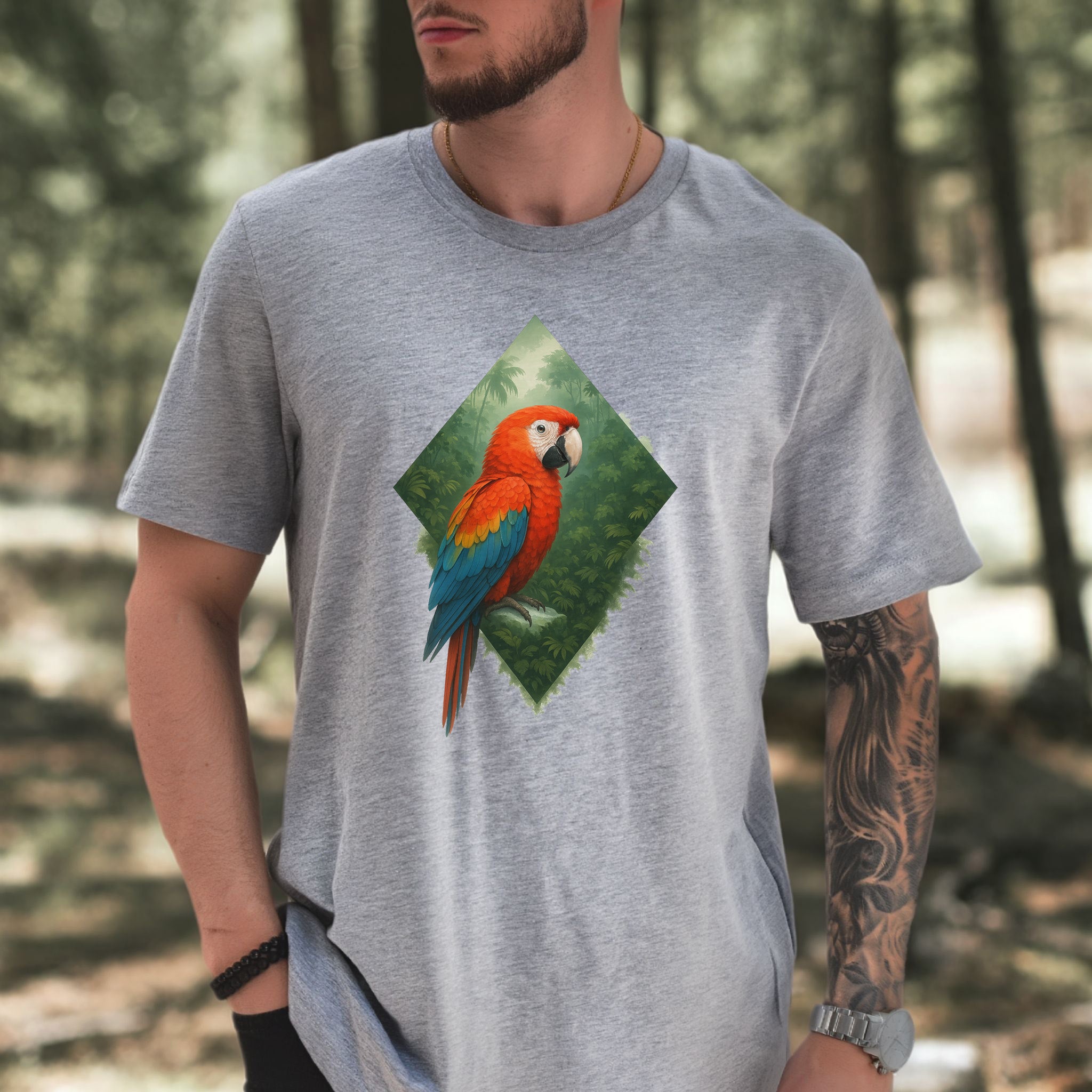 Scarlet Macaw Jungle T-Shirt – Colorful Tropical Bird Lover Tee