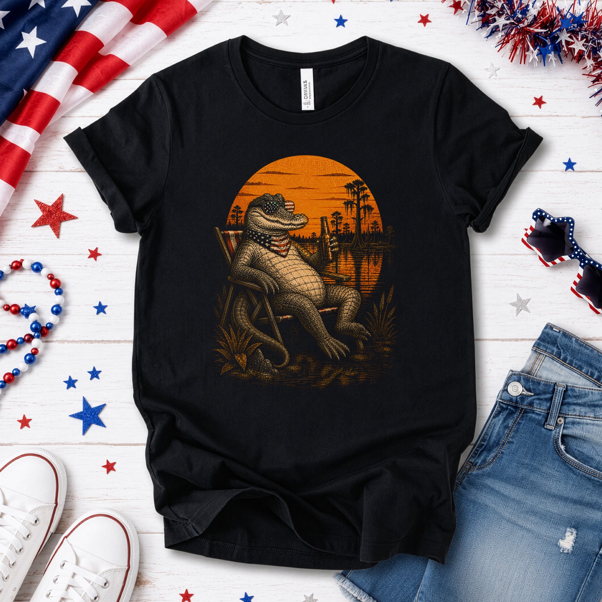 Patriot Gator Patriotic Alligator 4th of July Swamp Americana T-Shirt
