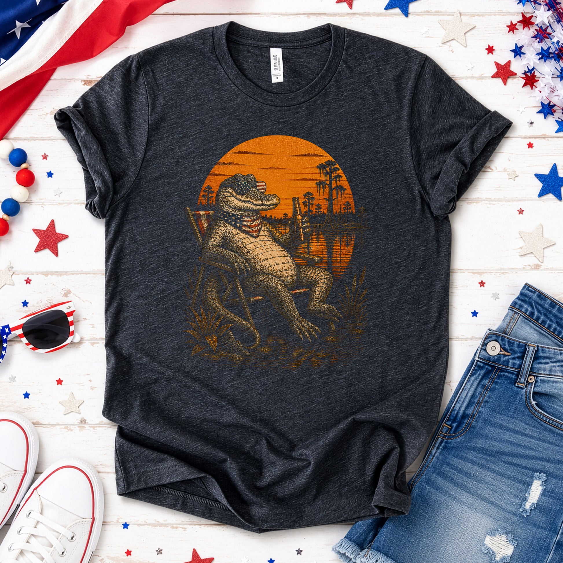 Patriot Gator Patriotic Alligator 4th of July Swamp Americana T-Shirt