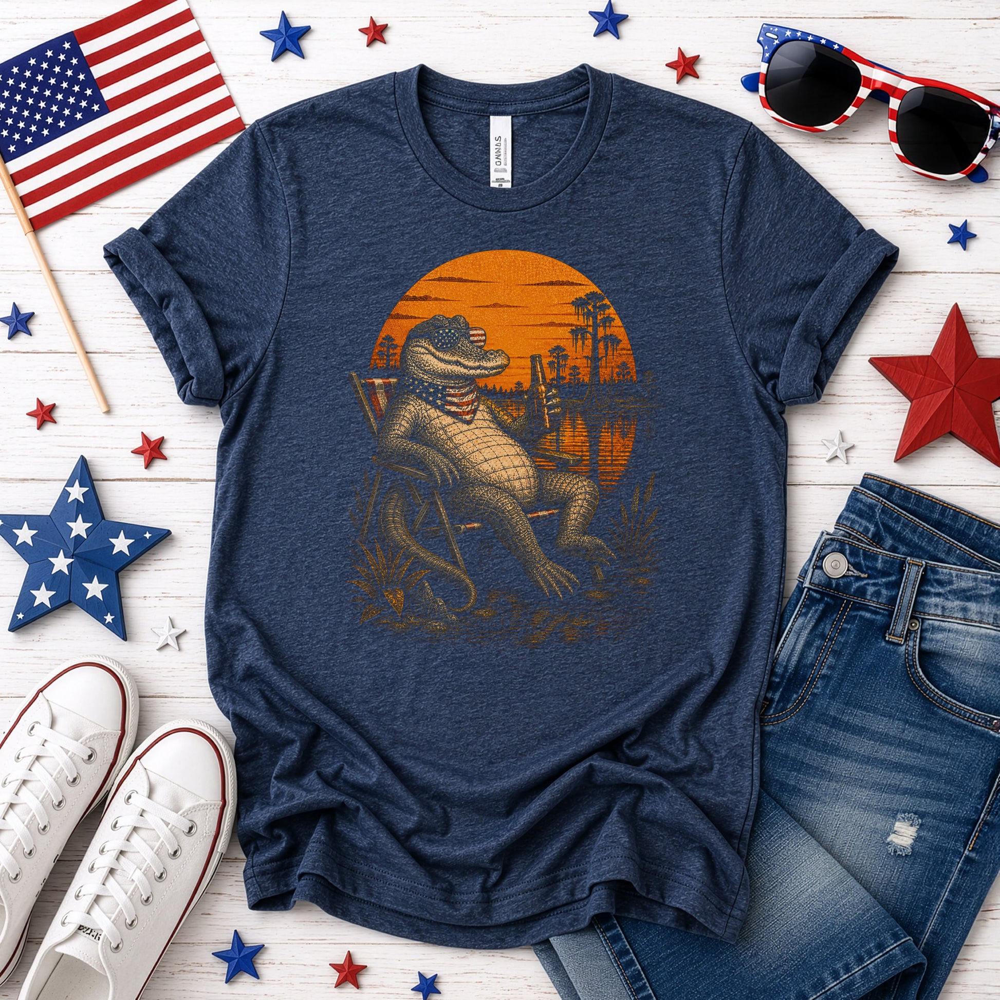 Patriot Gator Patriotic Alligator 4th of July Swamp Americana T-Shirt