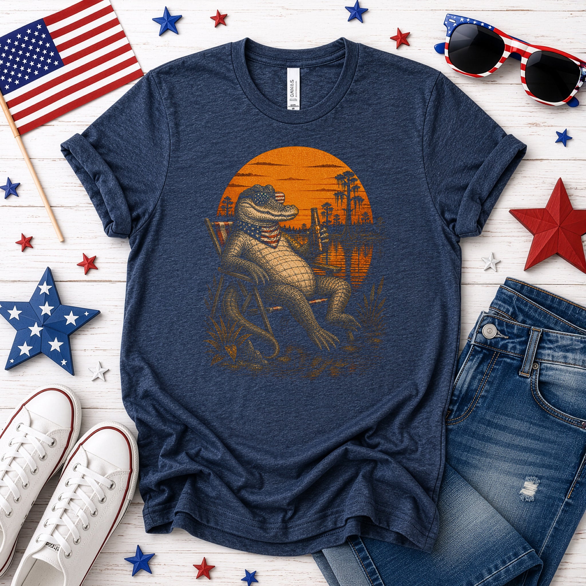 Patriot Gator Patriotic Alligator 4th of July Swamp Americana T-Shirt