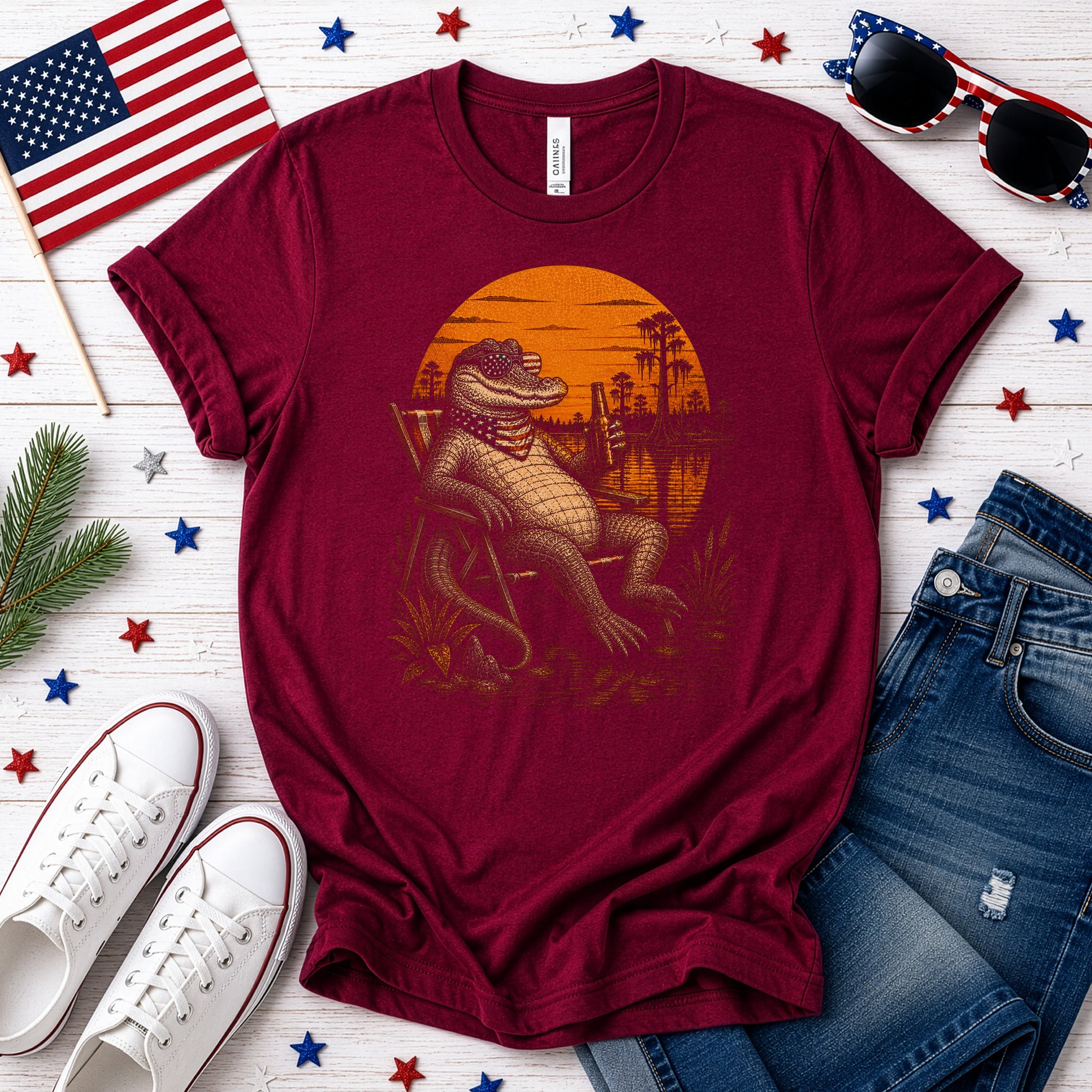 Patriot Gator Patriotic Alligator 4th of July Swamp Americana T-Shirt