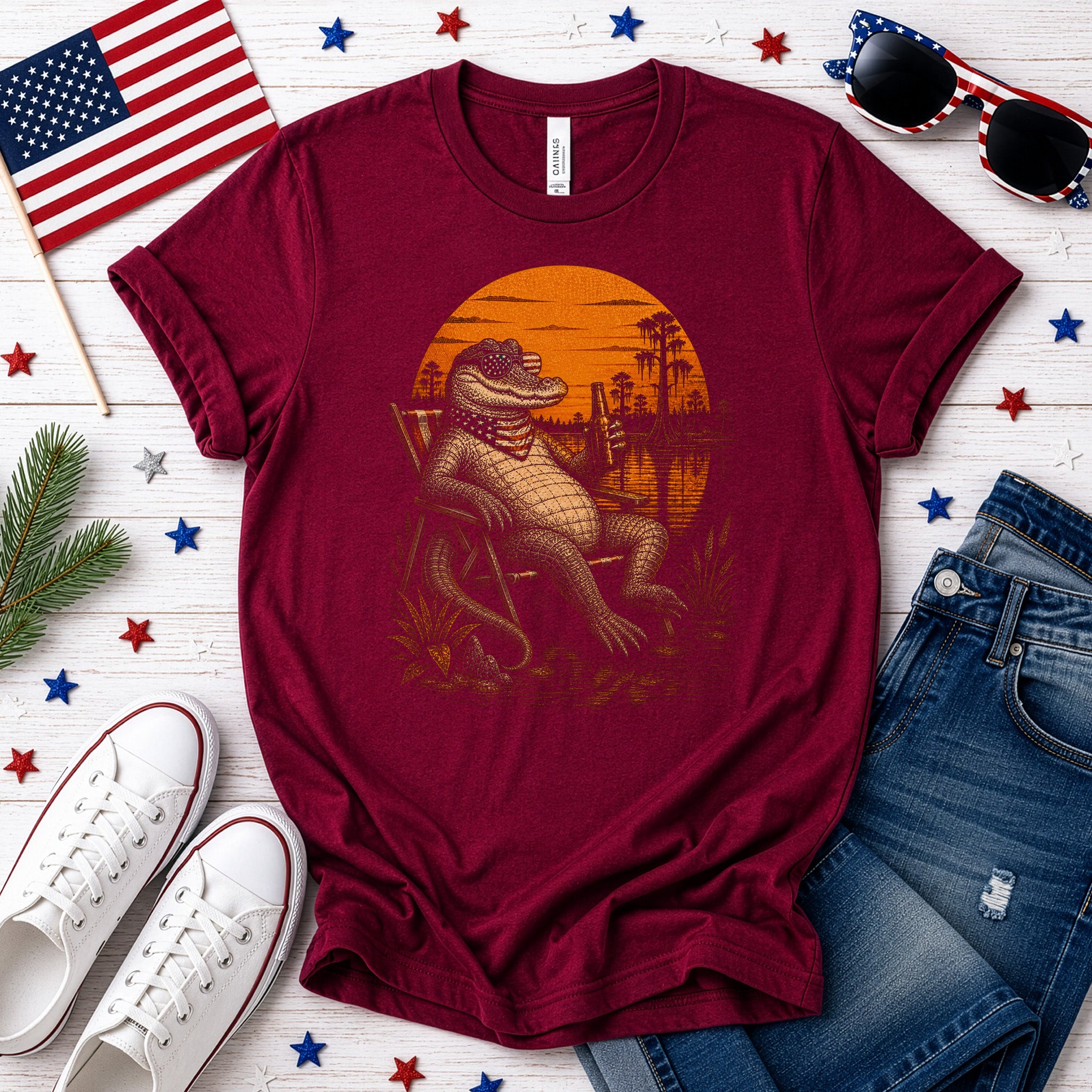 Patriot Gator Patriotic Alligator 4th of July Swamp Americana T-Shirt